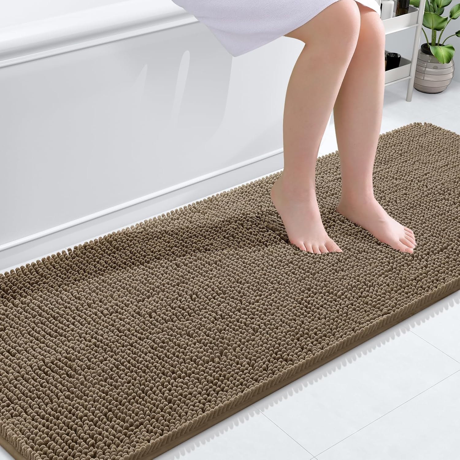 OLANLY Bathroom Rugs 30x20, Extra Soft Absorbent Chenille Bath Rugs, Rubber Backing Quick Dry, Machine Washable Bath Mats for Bathroom Floor, Tub and Shower, Home Decor Accessories, Grey