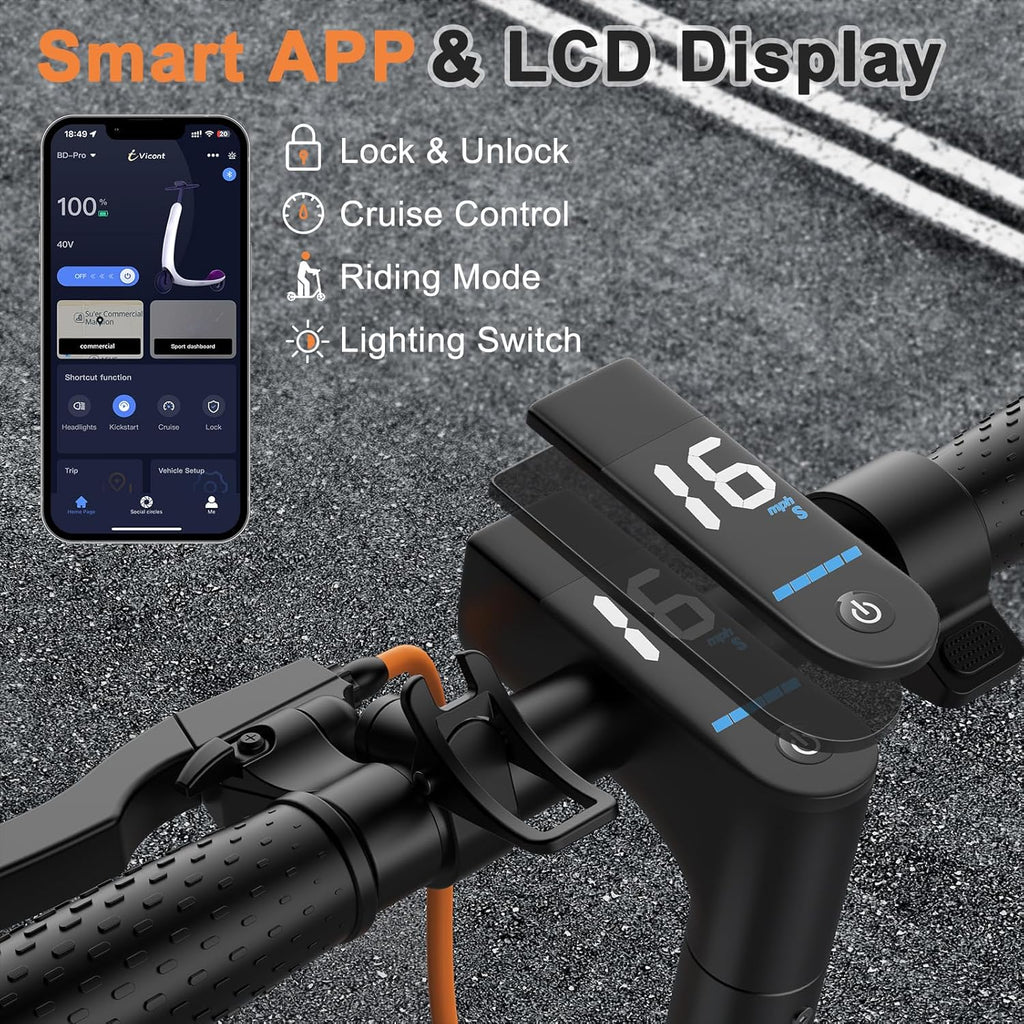 VOLPAM Electric Scooter, 350W/500W Powerful Motor, 8.5"/10" Solid Tires, 19/22Mph, 28/23/21/16 Miles Max Range, Dual Braking