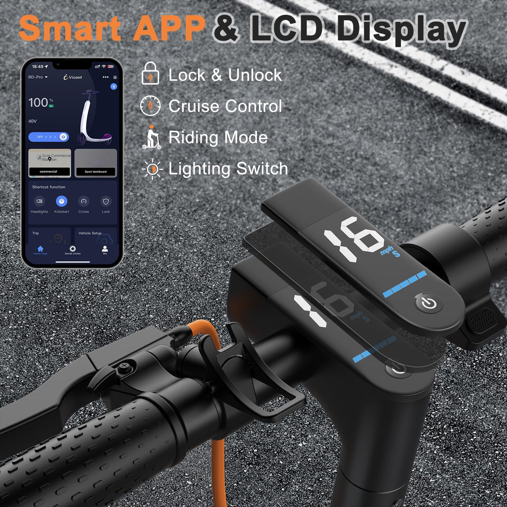 VOLPAM Electric Scooter, 350W/500W Powerful Motor, 8.5"/10" Solid Tires, 19/22Mph, 28/23/21/16 Miles Max Range, Dual Braking