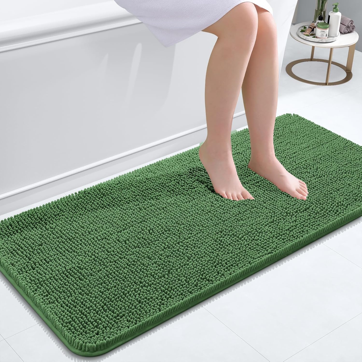 OLANLY Bathroom Rugs 30x20, Extra Soft Absorbent Chenille Bath Rugs, Rubber Backing Quick Dry, Machine Washable Bath Mats for Bathroom Floor, Tub and Shower, Home Decor Accessories, Grey