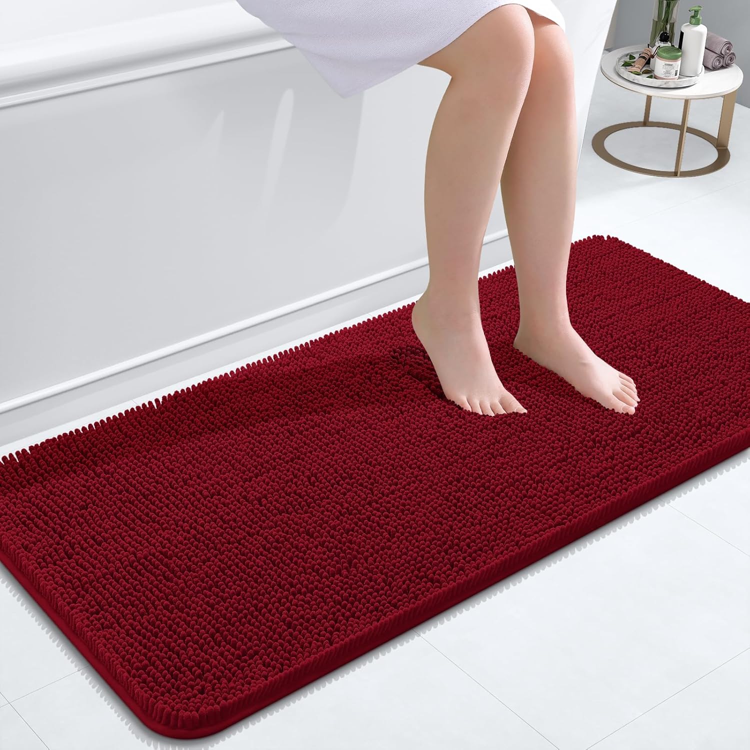 OLANLY Bathroom Rugs 30x20, Extra Soft Absorbent Chenille Bath Rugs, Rubber Backing Quick Dry, Machine Washable Bath Mats for Bathroom Floor, Tub and Shower, Home Decor Accessories, Grey