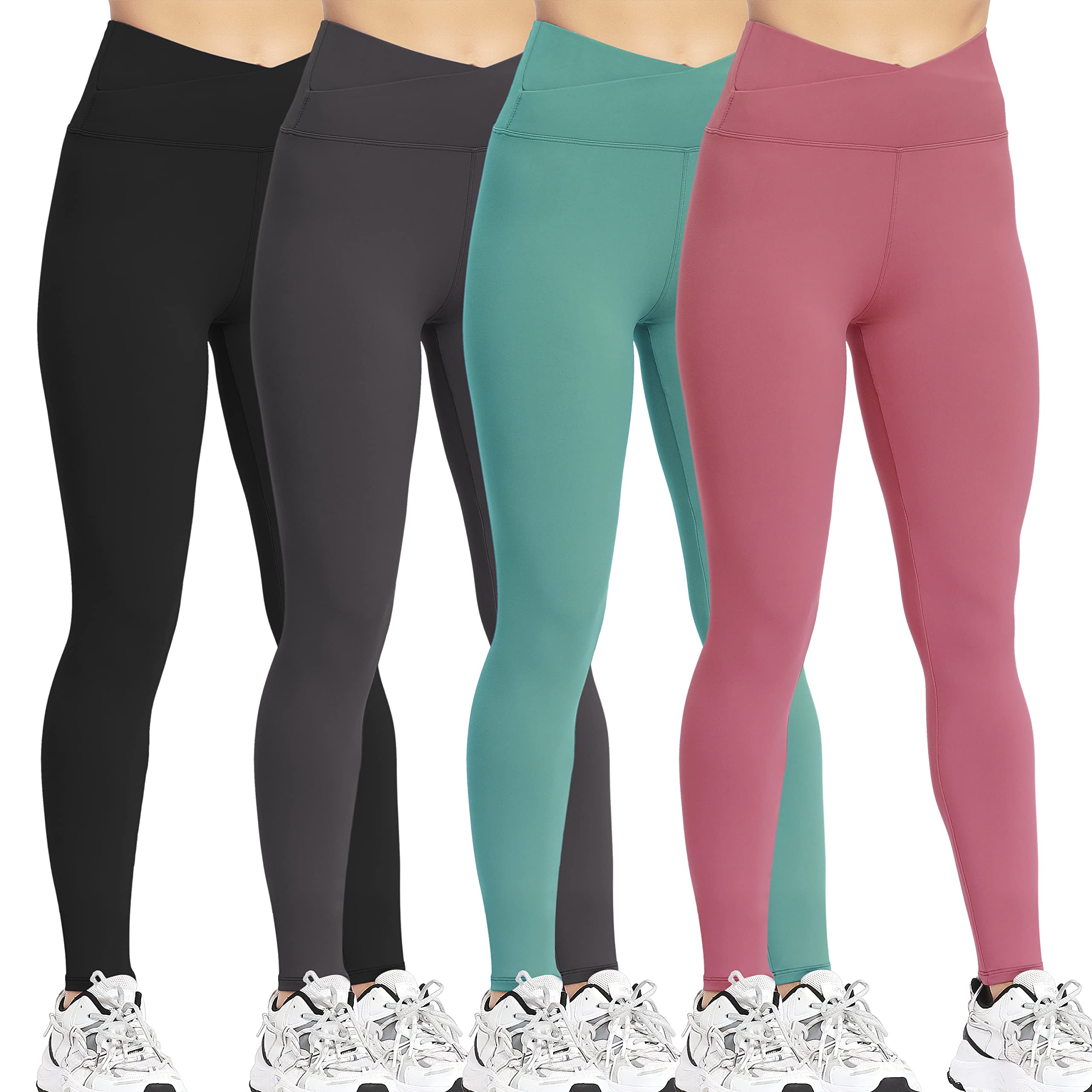 VALANDY High Waisted Leggings for Women Stretch Tummy Control Workout Running Yoga Pants Reg&Plus Size