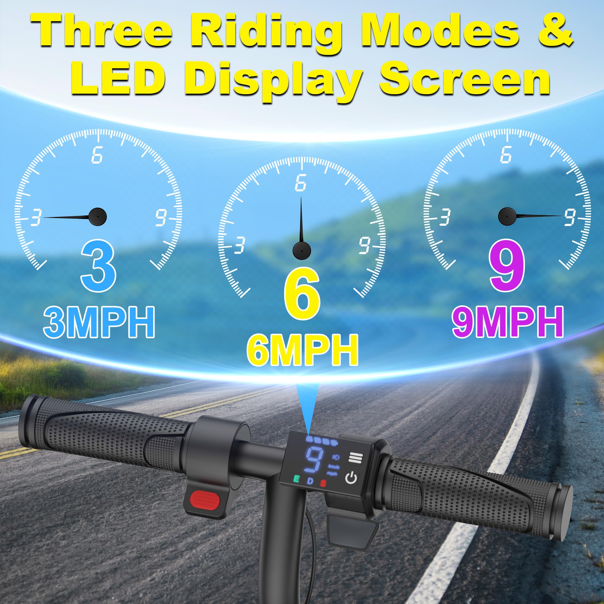 VOLPAM Electric Scooter, 350W/500W Powerful Motor, 8.5"/10" Solid Tires, 19/22Mph, 28/23/21/16 Miles Max Range, Dual Braking