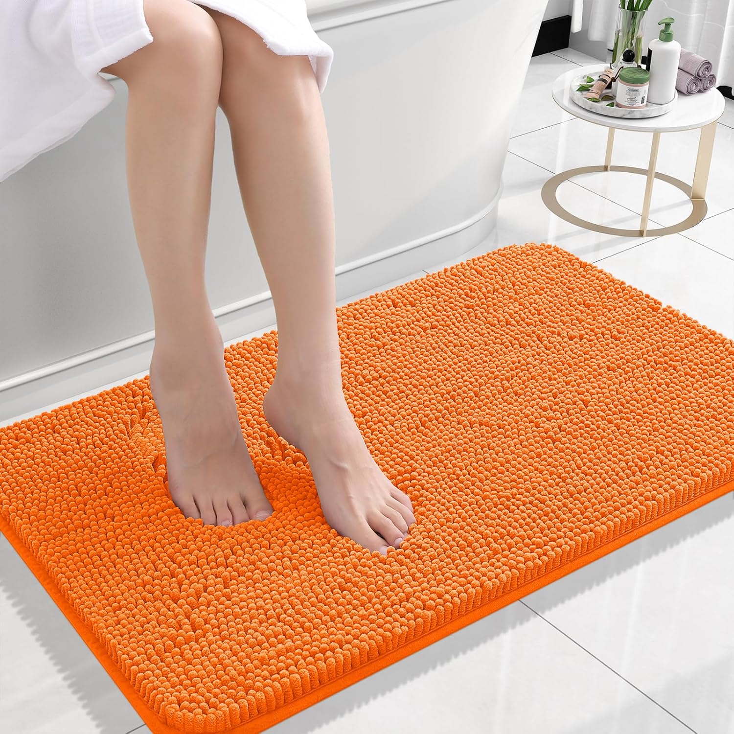 OLANLY Bathroom Rugs 30x20, Extra Soft Absorbent Chenille Bath Rugs, Rubber Backing Quick Dry, Machine Washable Bath Mats for Bathroom Floor, Tub and Shower, Home Decor Accessories, Grey