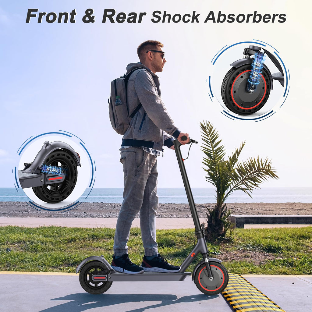 VOLPAM Electric Scooter, 350W/500W Powerful Motor, 8.5"/10" Solid Tires, 19/22Mph, 28/23/21/16 Miles Max Range, Dual Braking