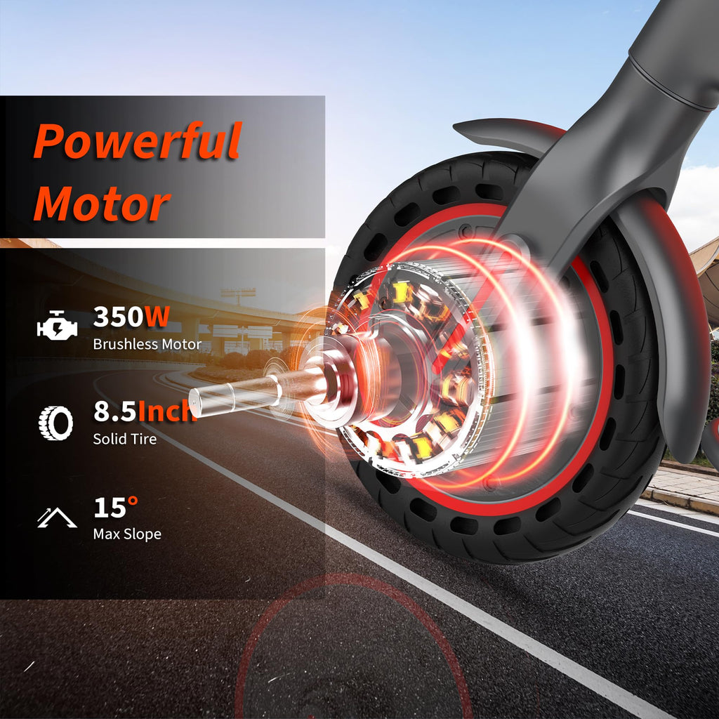 VOLPAM Electric Scooter, 350W/500W Powerful Motor, 8.5"/10" Solid Tires, 19/22Mph, 28/23/21/16 Miles Max Range, Dual Braking
