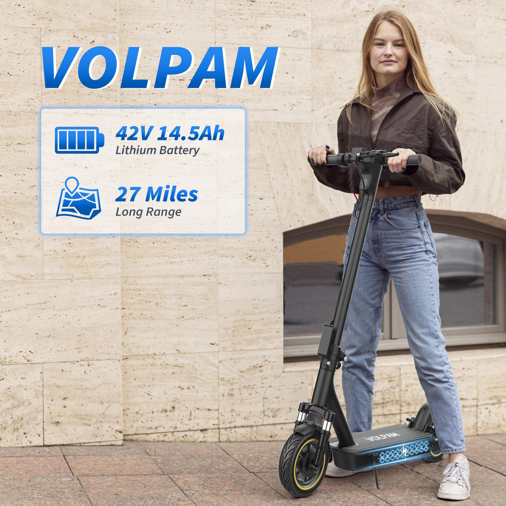 VOLPAM Electric Scooter, 350W/500W Powerful Motor, 8.5"/10" Solid Tires, 19/22Mph, 28/23/21/16 Miles Max Range, Dual Braking