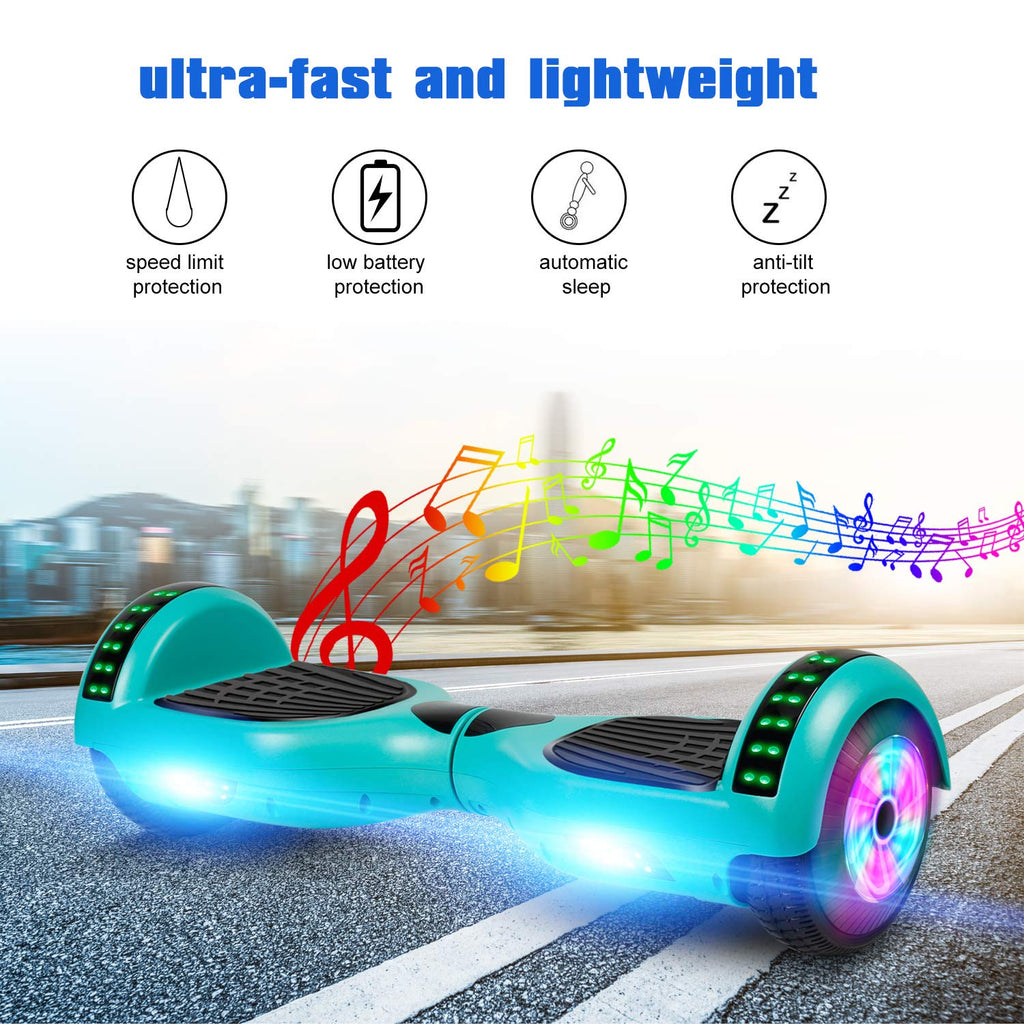 LIEAGLE Hoverboard, 6.5" Self Balancing Scooter Hover Board with Bluetooth Wheels LED Lights for Kids Adults