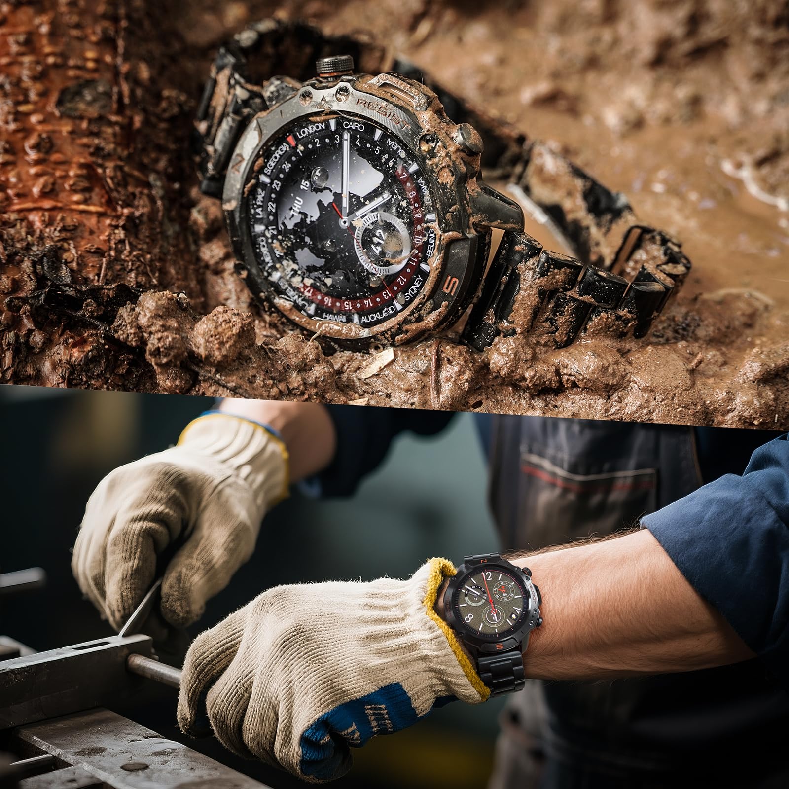 WalkerFit Smart Watch for Men, 1.43" Round AMOLED, 5ATM Waterproof, Heart Rate & Sleep Monitor,Long Battery,Outdoor Fitness Activity Tracker,Voice Control&Bluetooth Call,Compatible with iPhone Android