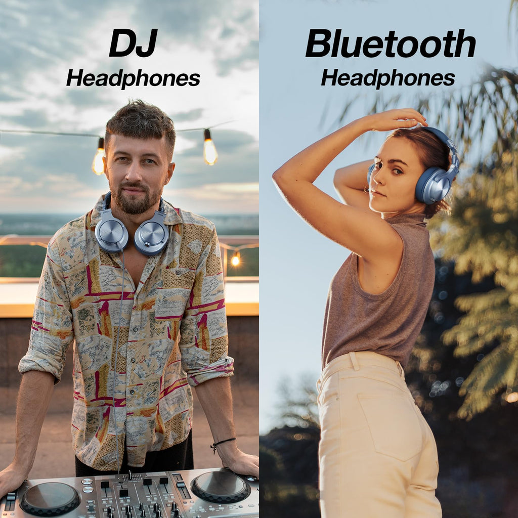 OneOdio A70 Bluetooth Over Ear Headphones, Wireless Headphones with 72H Playtime, Hi-Res, Built-in Mic, 3.5mm/6.35mm Wired Audio Jack for Studio Monitor & Mixing DJ Guitar AMP, Computer Laptop PC