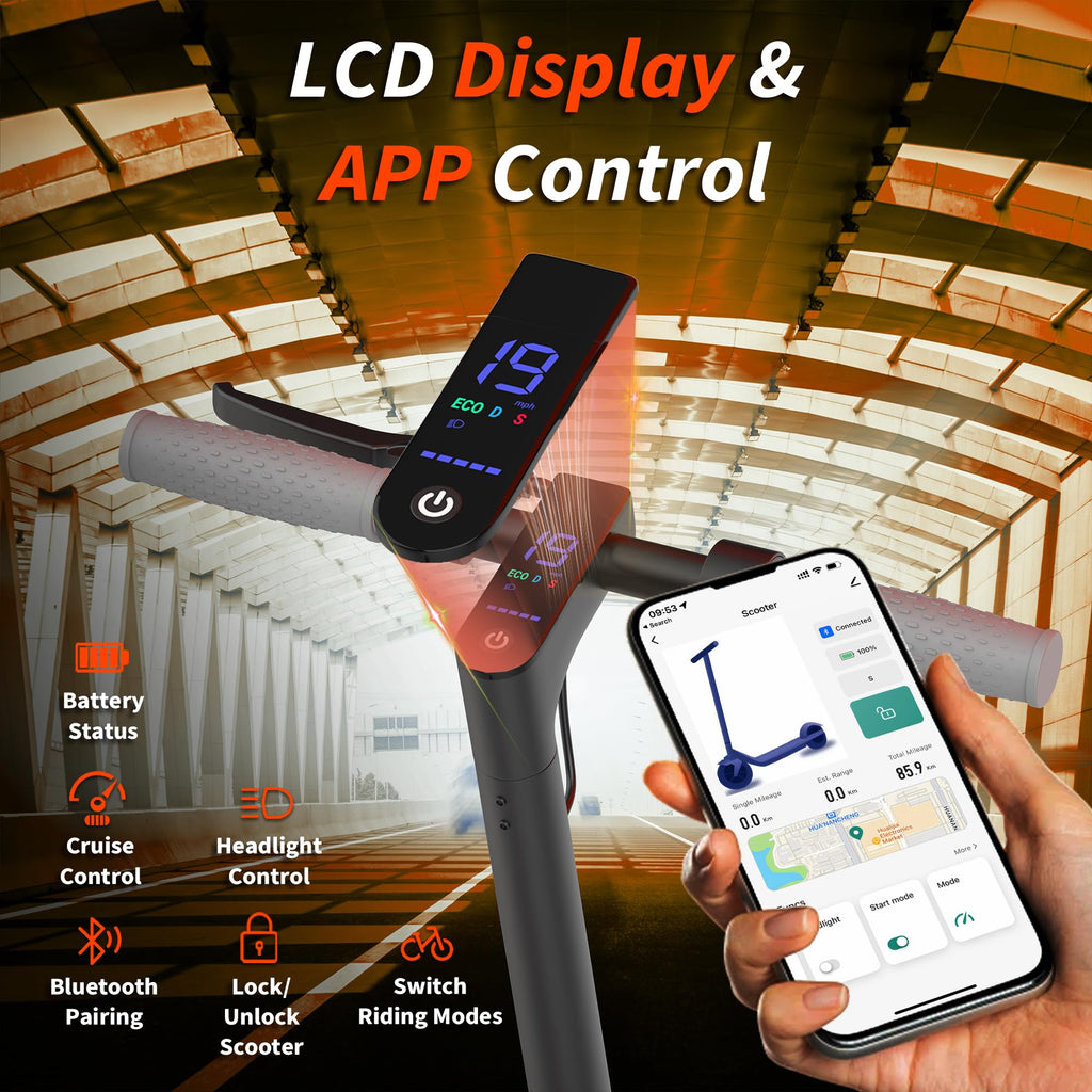 VOLPAM Electric Scooter, 350W/500W Powerful Motor, 8.5"/10" Solid Tires, 19/22Mph, 28/23/21/16 Miles Max Range, Dual Braking