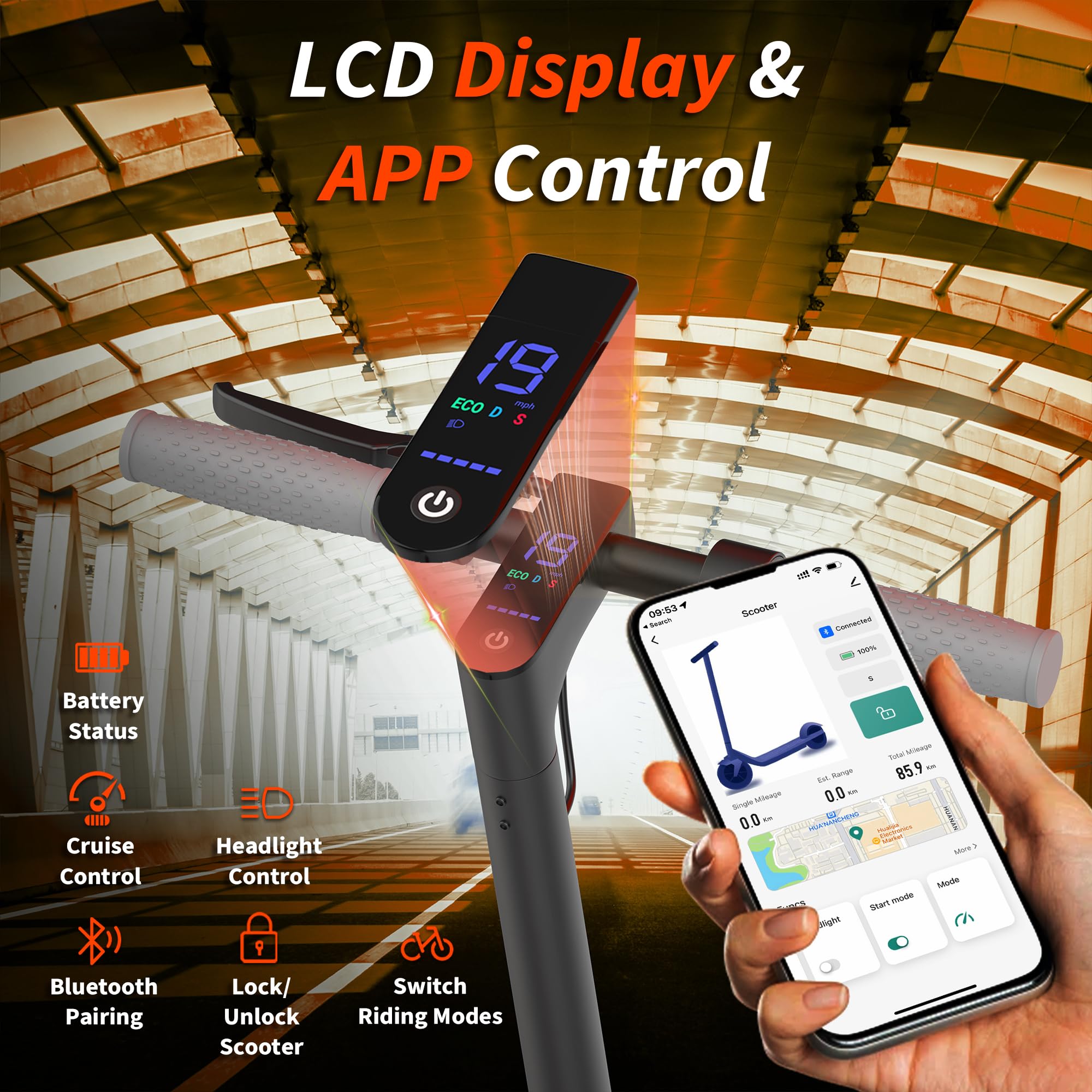 VOLPAM Electric Scooter, 350W/500W Powerful Motor, 8.5"/10" Solid Tires, 19/22Mph, 28/23/21/16 Miles Max Range, Dual Braking