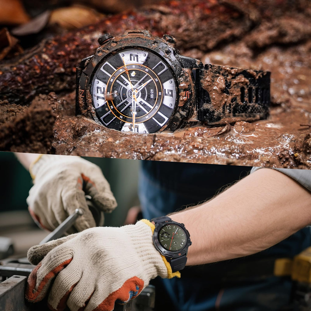 WalkerFit Smart Watch for Men, 1.43" Round AMOLED, 5ATM Waterproof, Heart Rate & Sleep Monitor,Long Battery,Outdoor Fitness Activity Tracker,Voice Control&Bluetooth Call,Compatible with iPhone Android