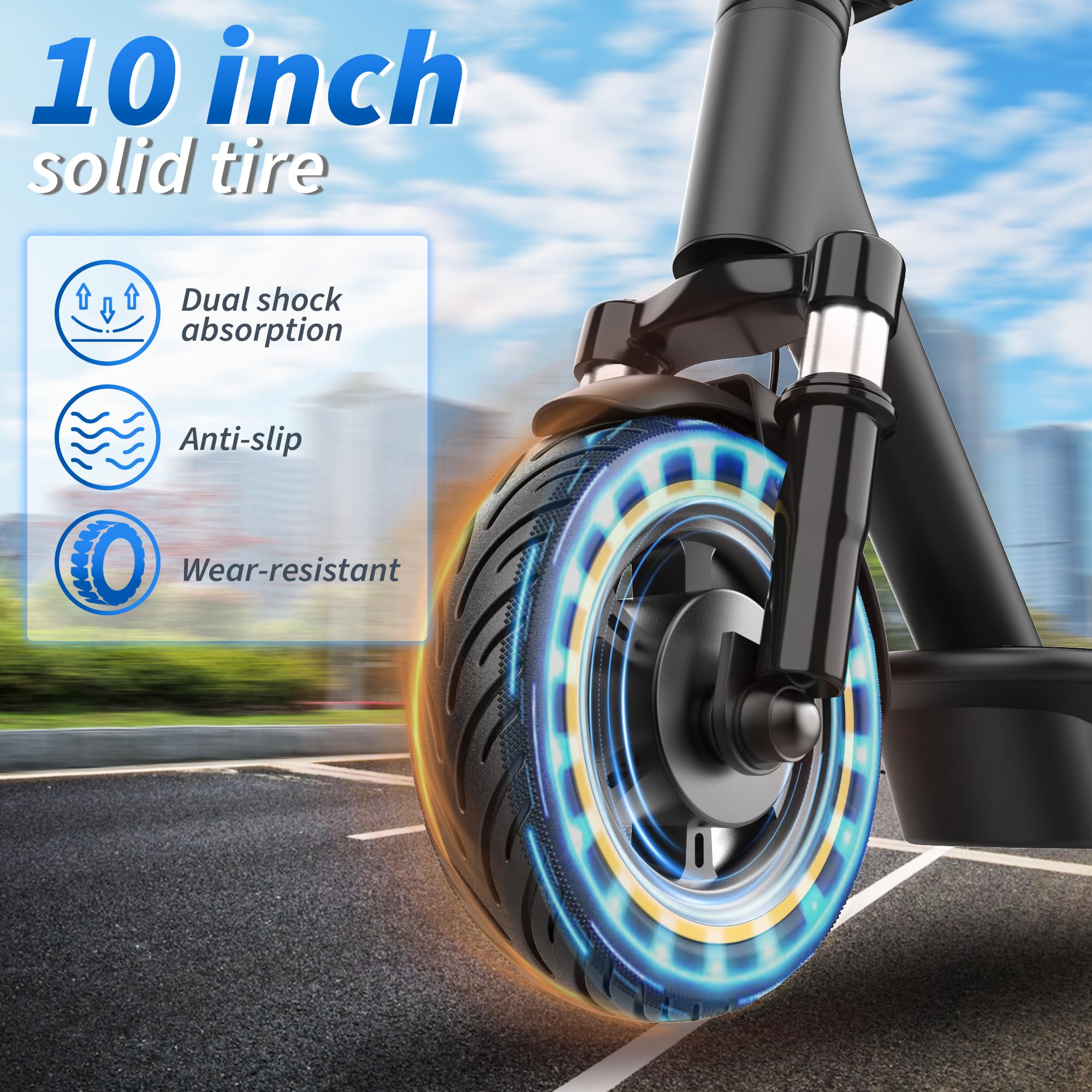VOLPAM Electric Scooter, 350W/500W Powerful Motor, 8.5"/10" Solid Tires, 19/22Mph, 28/23/21/16 Miles Max Range, Dual Braking