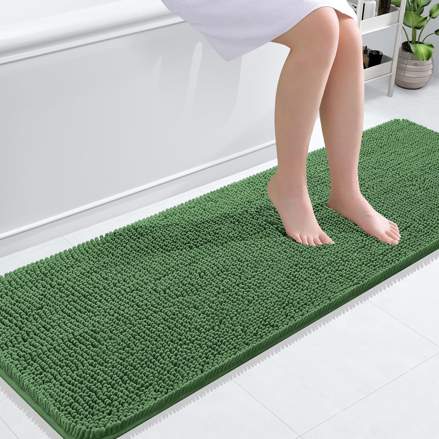OLANLY Bathroom Rugs 30x20, Extra Soft Absorbent Chenille Bath Rugs, Rubber Backing Quick Dry, Machine Washable Bath Mats for Bathroom Floor, Tub and Shower, Home Decor Accessories, Grey