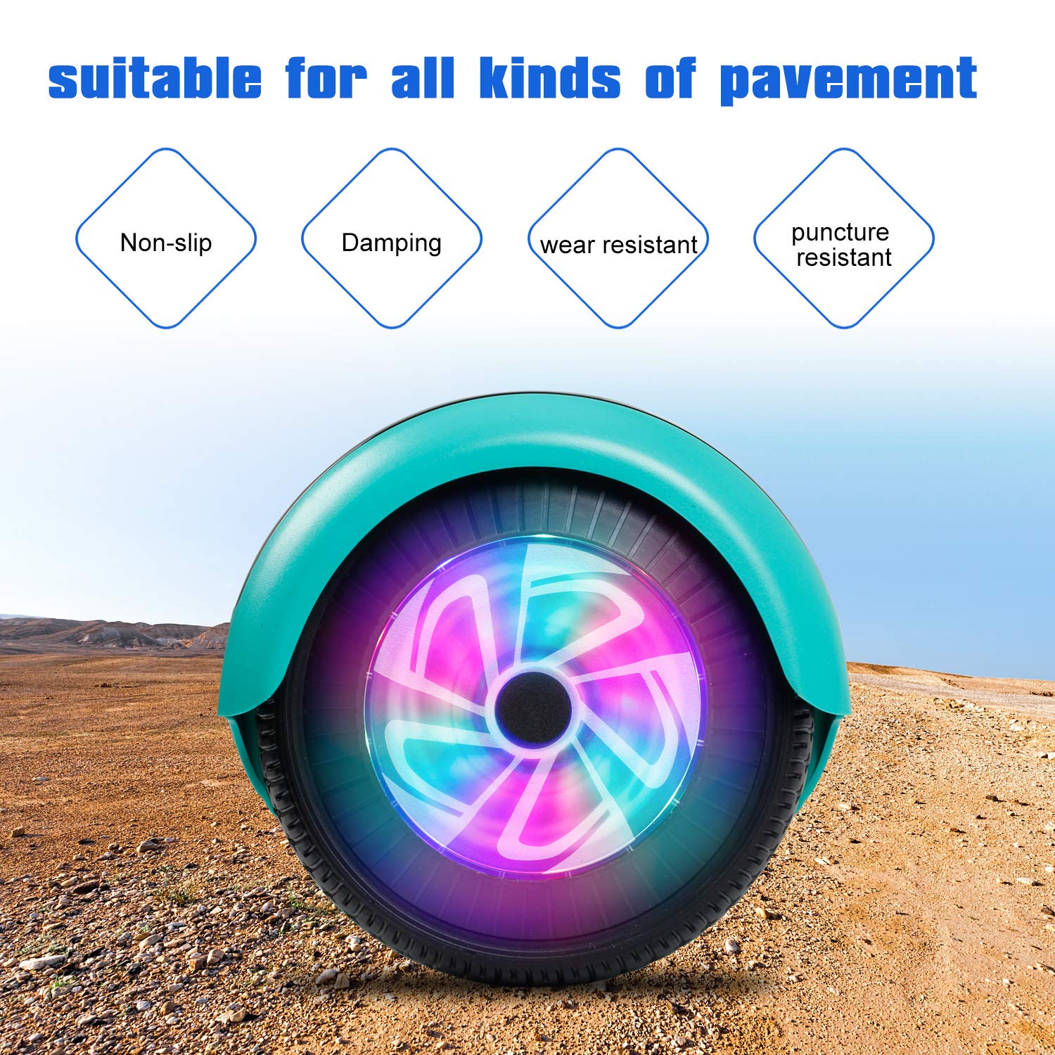 LIEAGLE Hoverboard, 6.5" Self Balancing Scooter Hover Board with Bluetooth Wheels LED Lights for Kids Adults