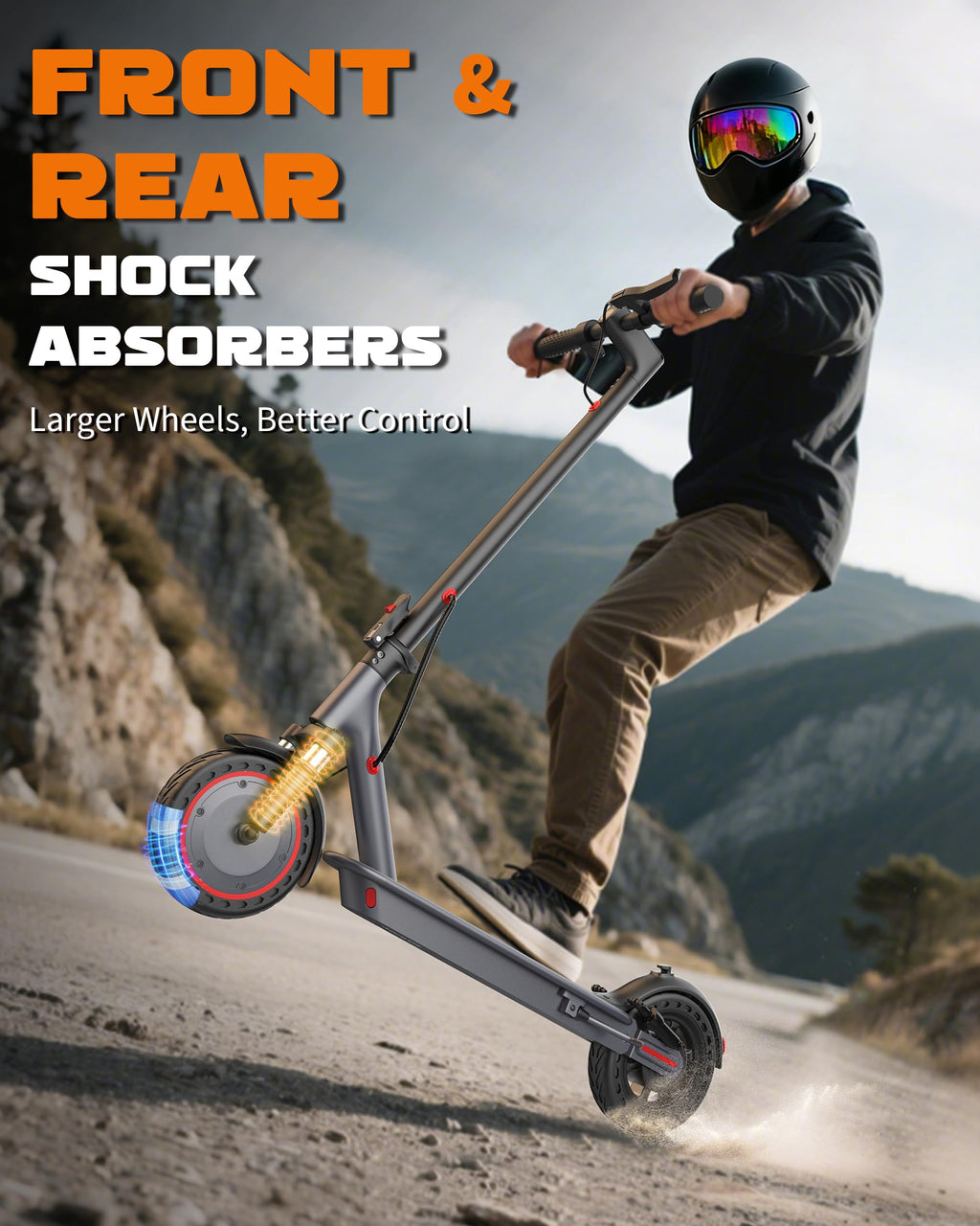 VOLPAM Electric Scooter, 350W/500W Powerful Motor, 8.5"/10" Solid Tires, 19/22Mph, 28/23/21/16 Miles Max Range, Dual Braking