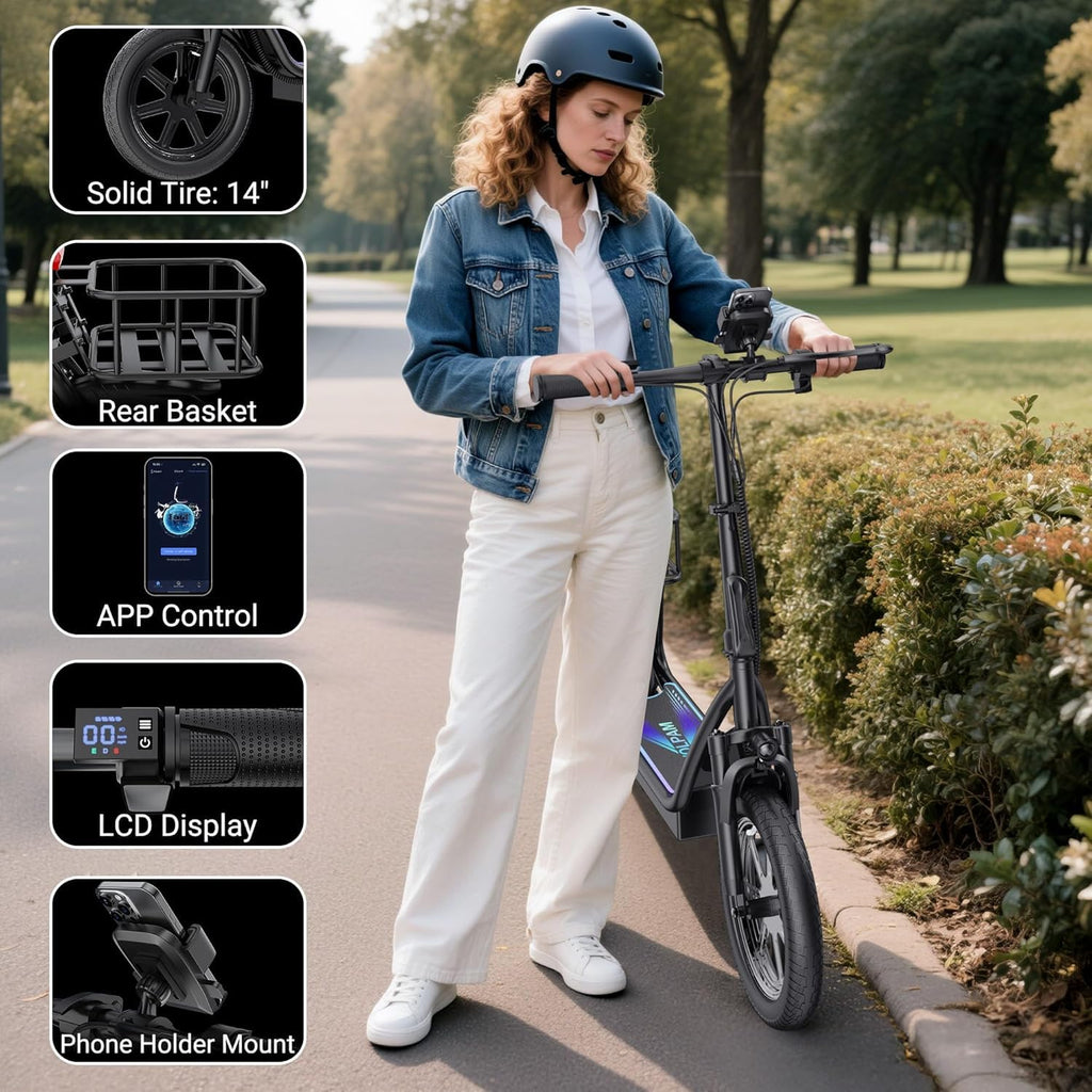VOLPAM Electric Scooter, 350W/500W Powerful Motor, 8.5"/10" Solid Tires, 19/22Mph, 28/23/21/16 Miles Max Range, Dual Braking