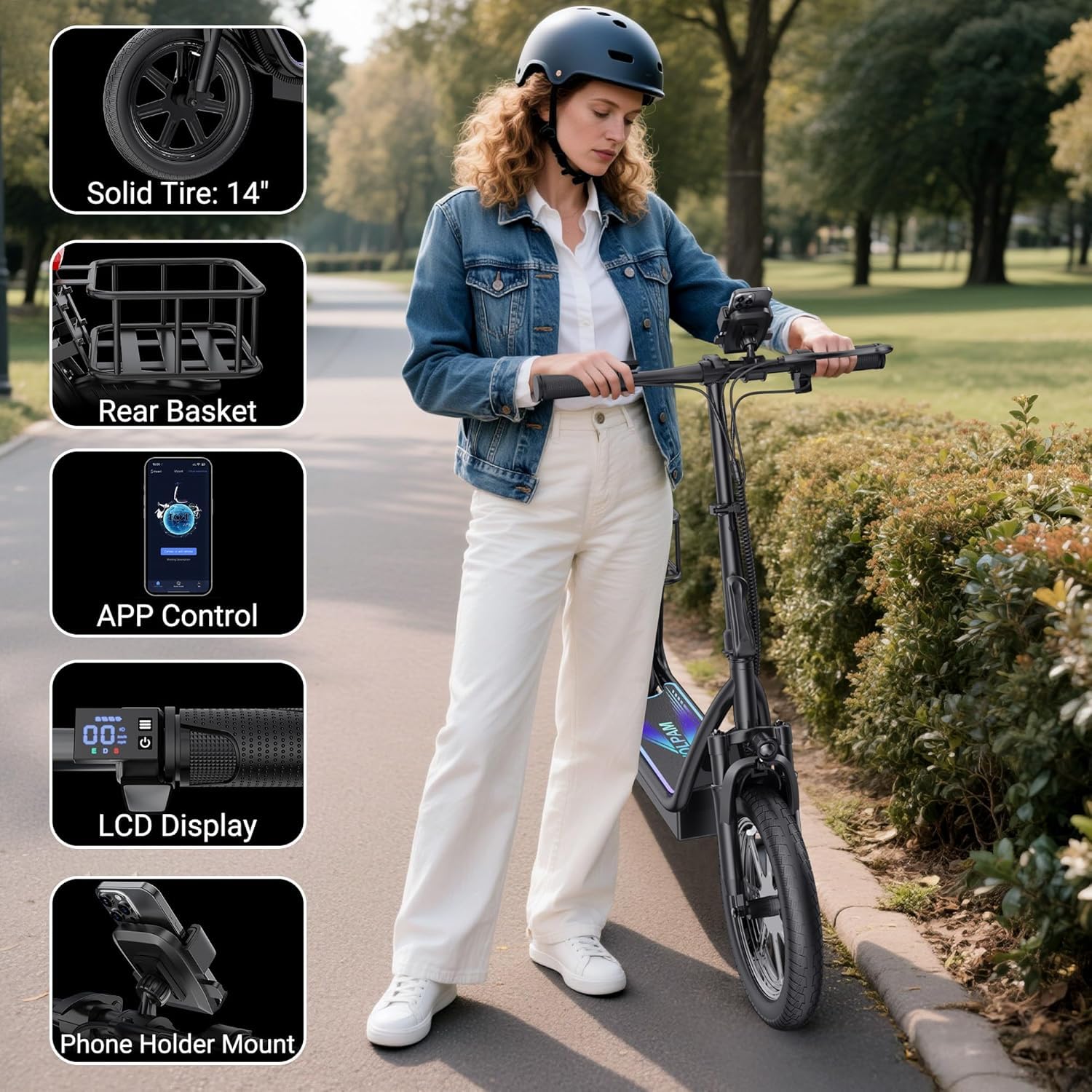 VOLPAM Electric Scooter, 350W/500W Powerful Motor, 8.5"/10" Solid Tires, 19/22Mph, 28/23/21/16 Miles Max Range, Dual Braking