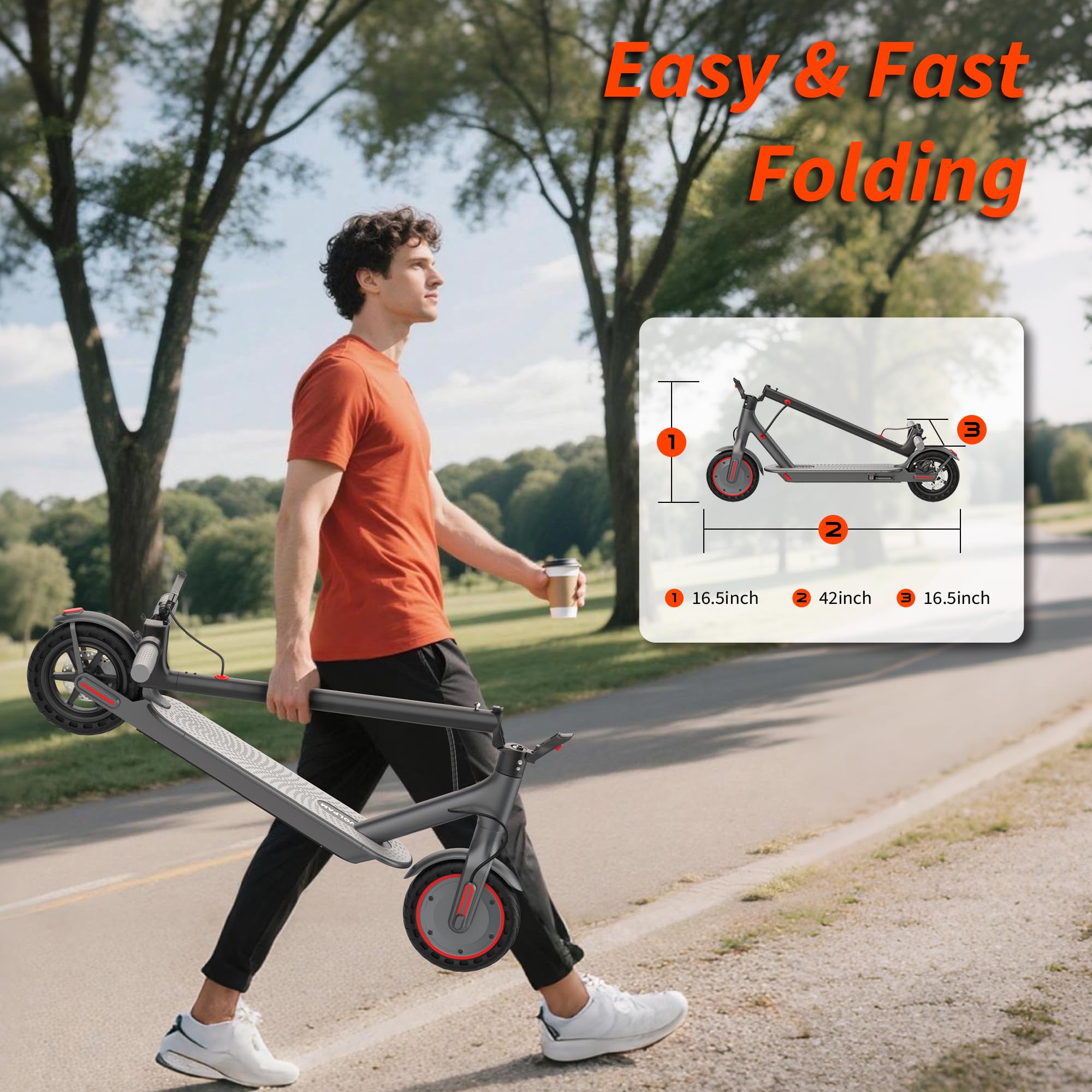 VOLPAM Electric Scooter, 350W/500W Powerful Motor, 8.5"/10" Solid Tires, 19/22Mph, 28/23/21/16 Miles Max Range, Dual Braking