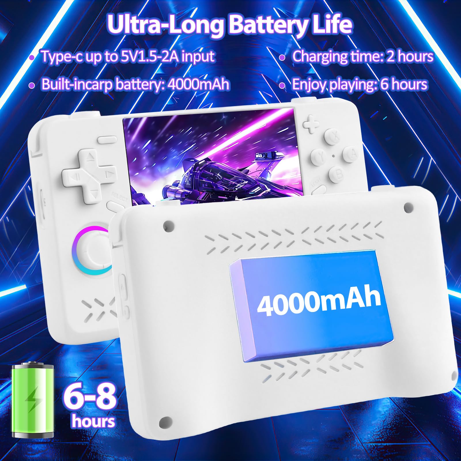 Upgraded XF40H Handheld Game Console, Retro Gaming Console Preloaded Classic Games with Multiple Emulators, 4.0 Inch 4K HD IPS Screen Open Source Linux System, Pocket Video Gaming (Black-128G)