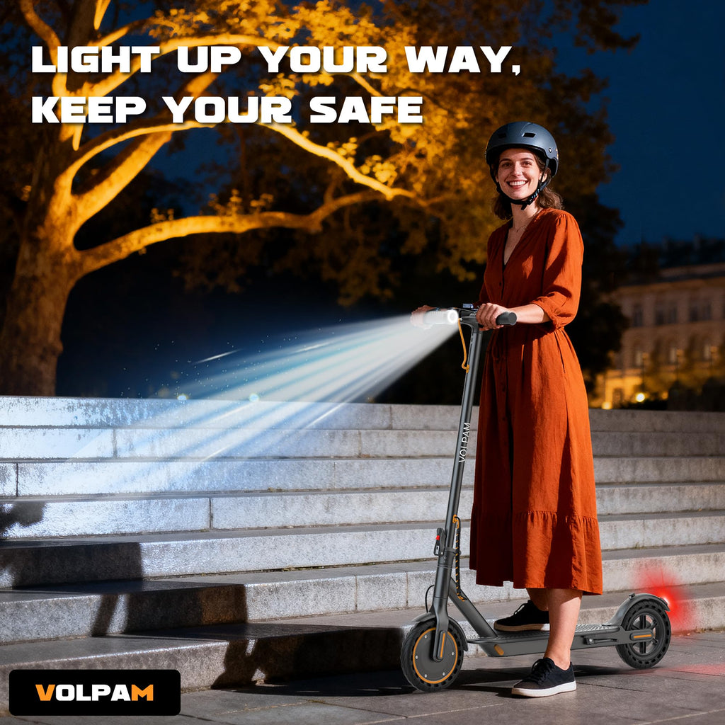 VOLPAM Electric Scooter, 350W/500W Powerful Motor, 8.5"/10" Solid Tires, 19/22Mph, 28/23/21/16 Miles Max Range, Dual Braking