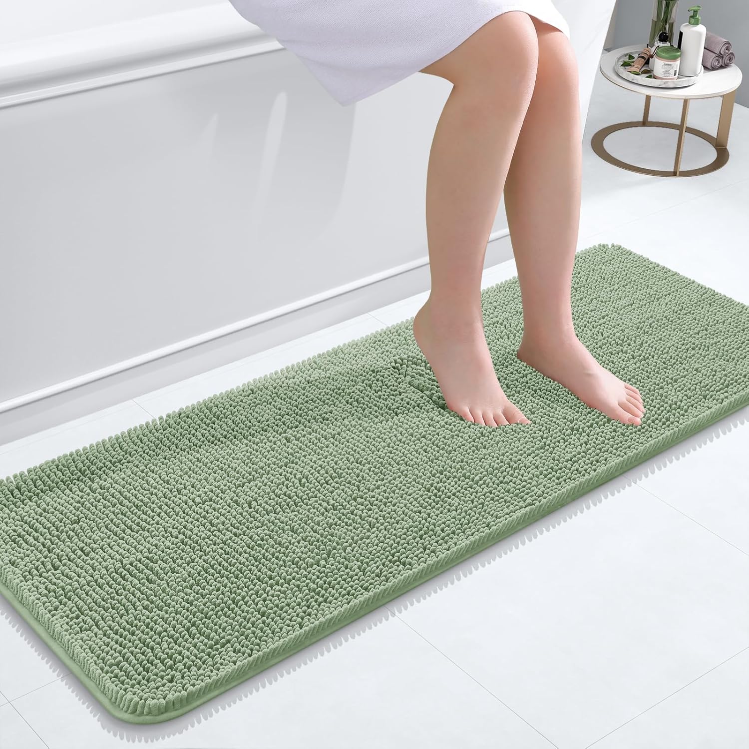 OLANLY Bathroom Rugs 30x20, Extra Soft Absorbent Chenille Bath Rugs, Rubber Backing Quick Dry, Machine Washable Bath Mats for Bathroom Floor, Tub and Shower, Home Decor Accessories, Grey