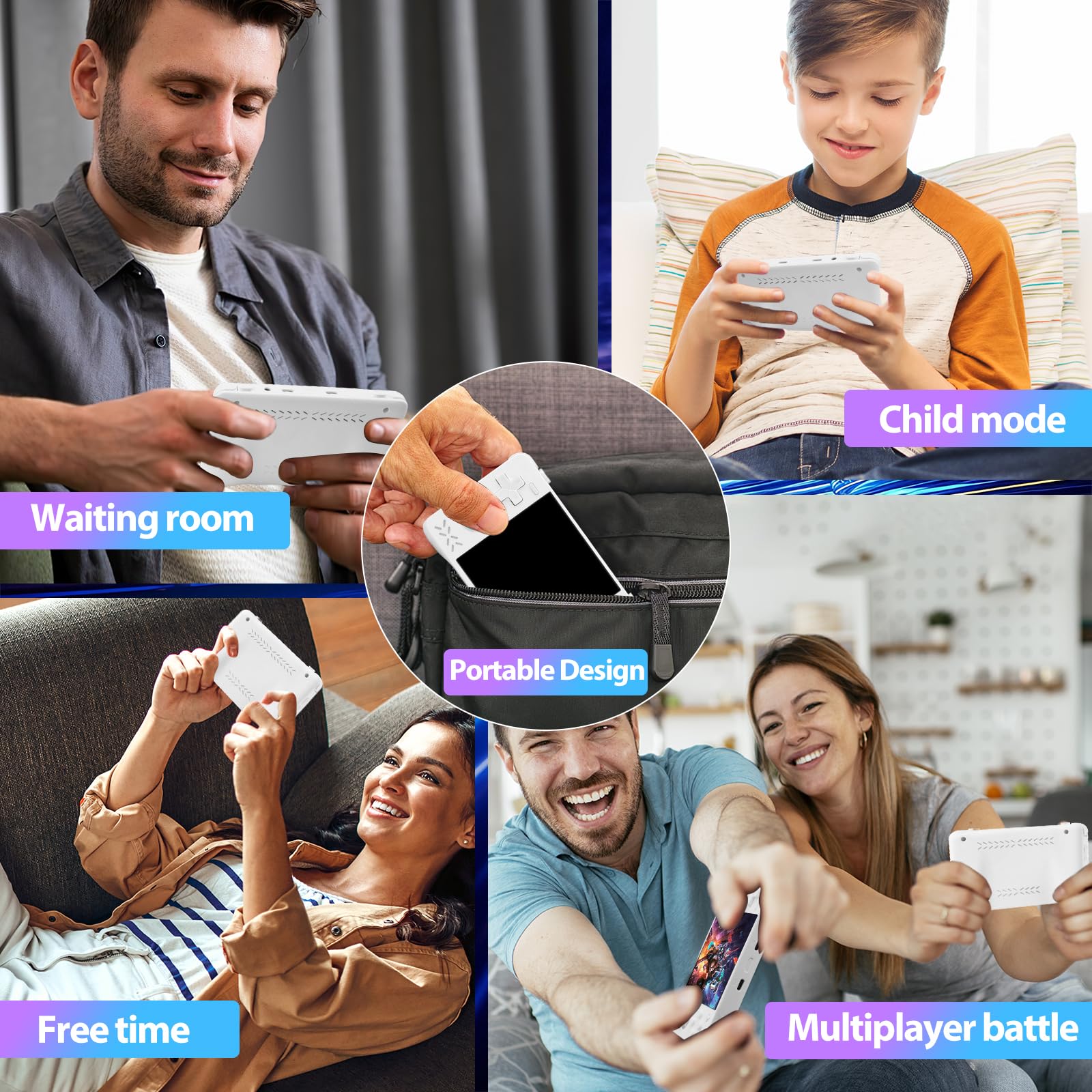 Upgraded XF40H Handheld Game Console, Retro Gaming Console Preloaded Classic Games with Multiple Emulators, 4.0 Inch 4K HD IPS Screen Open Source Linux System, Pocket Video Gaming (Black-128G)