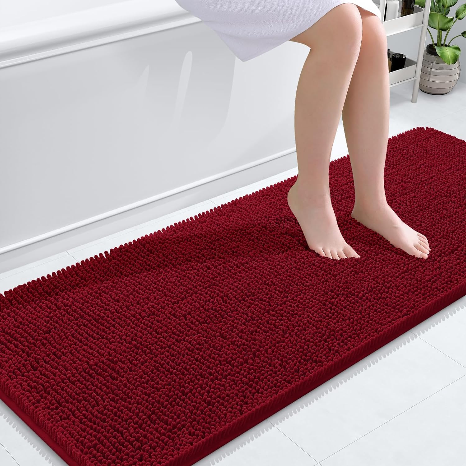OLANLY Bathroom Rugs 30x20, Extra Soft Absorbent Chenille Bath Rugs, Rubber Backing Quick Dry, Machine Washable Bath Mats for Bathroom Floor, Tub and Shower, Home Decor Accessories, Grey