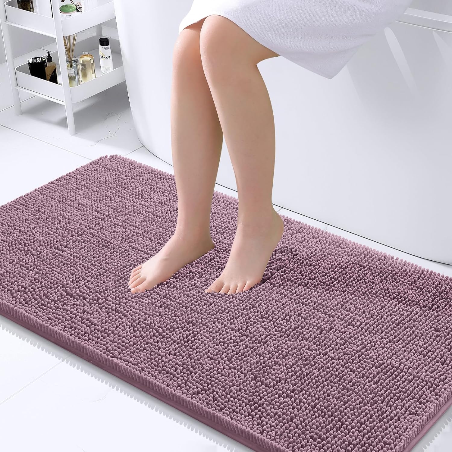 OLANLY Bathroom Rugs 30x20, Extra Soft Absorbent Chenille Bath Rugs, Rubber Backing Quick Dry, Machine Washable Bath Mats for Bathroom Floor, Tub and Shower, Home Decor Accessories, Grey