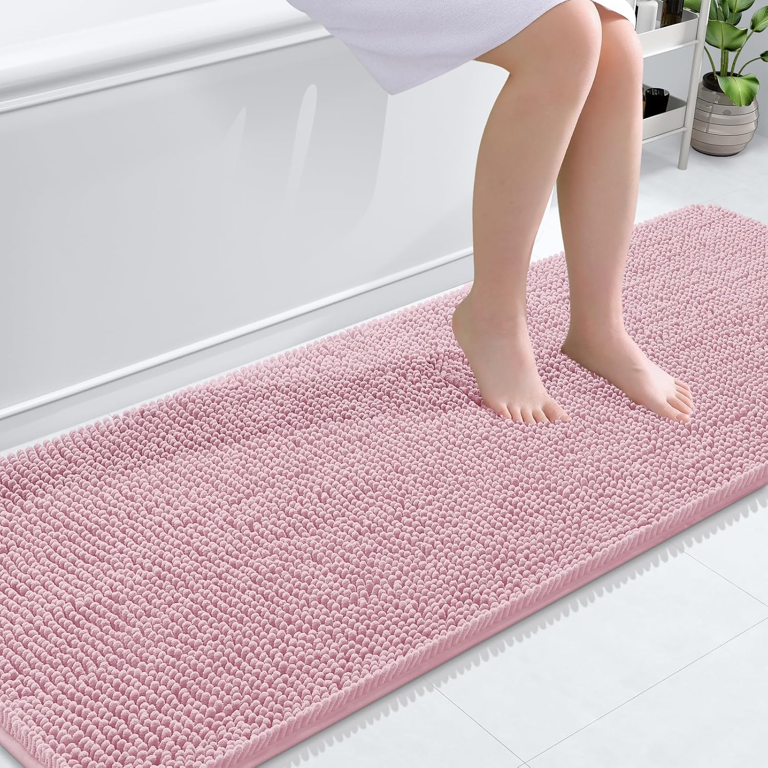 OLANLY Bathroom Rugs 30x20, Extra Soft Absorbent Chenille Bath Rugs, Rubber Backing Quick Dry, Machine Washable Bath Mats for Bathroom Floor, Tub and Shower, Home Decor Accessories, Grey