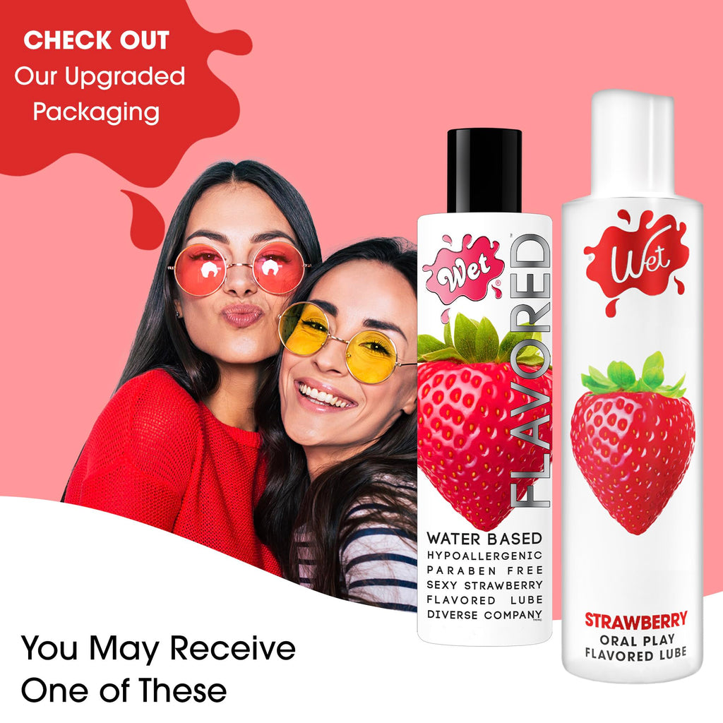Wet Sexy Strawberry Premium Flavored Edible Lube for Men, Women and Couples | Long-Lasting, Condom Safe, Sugar Free, 9 fl oz