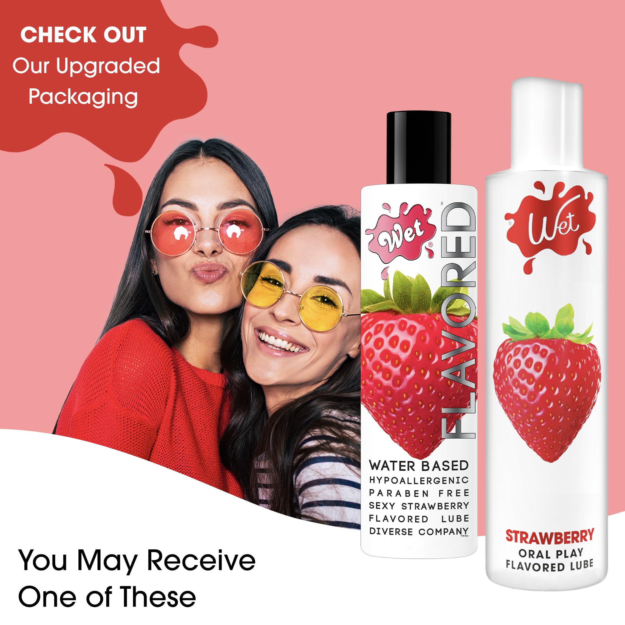 Wet Sexy Strawberry Premium Flavored Edible Lube for Men, Women and Couples | Long-Lasting, Condom Safe, Sugar Free, 9 fl oz