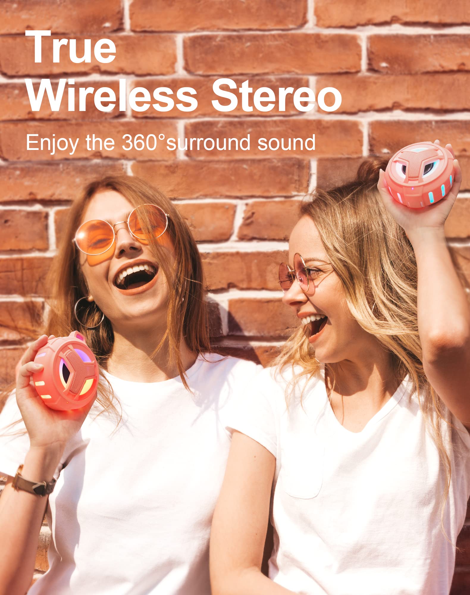 EBODA Bluetooth Shower Speaker, Portable Bluetooth Speakers, IP67 Waterproof Wireless Speaker with LED Light, Floating, 2000mAh, True Wireless Stereo for Kayak, Beach, Gifts for unisex -Black