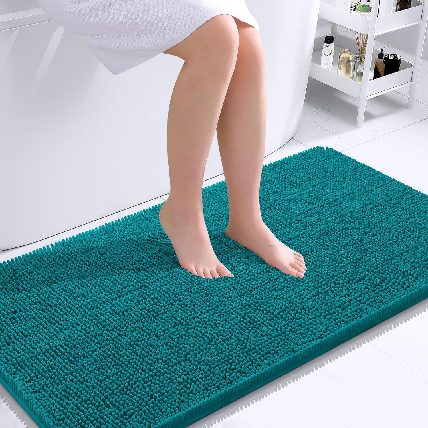 OLANLY Bathroom Rugs 30x20, Extra Soft Absorbent Chenille Bath Rugs, Rubber Backing Quick Dry, Machine Washable Bath Mats for Bathroom Floor, Tub and Shower, Home Decor Accessories, Grey