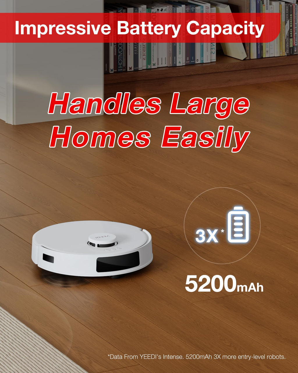 Yeedi C12 Robot Vacuum Cleaner and Mop, 8000Pa Strong Suction, ZeroTangle Brush, Smart Navigation, Self-Charging, White