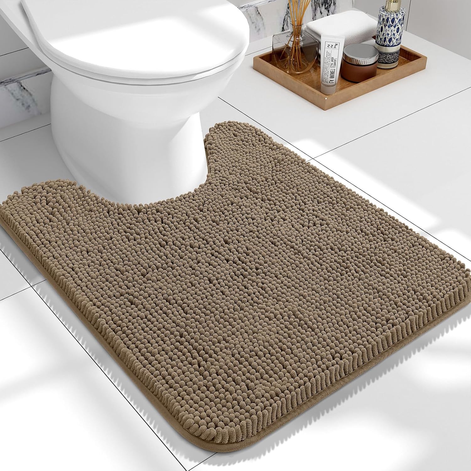 OLANLY Bathroom Rugs 30x20, Extra Soft Absorbent Chenille Bath Rugs, Rubber Backing Quick Dry, Machine Washable Bath Mats for Bathroom Floor, Tub and Shower, Home Decor Accessories, Grey