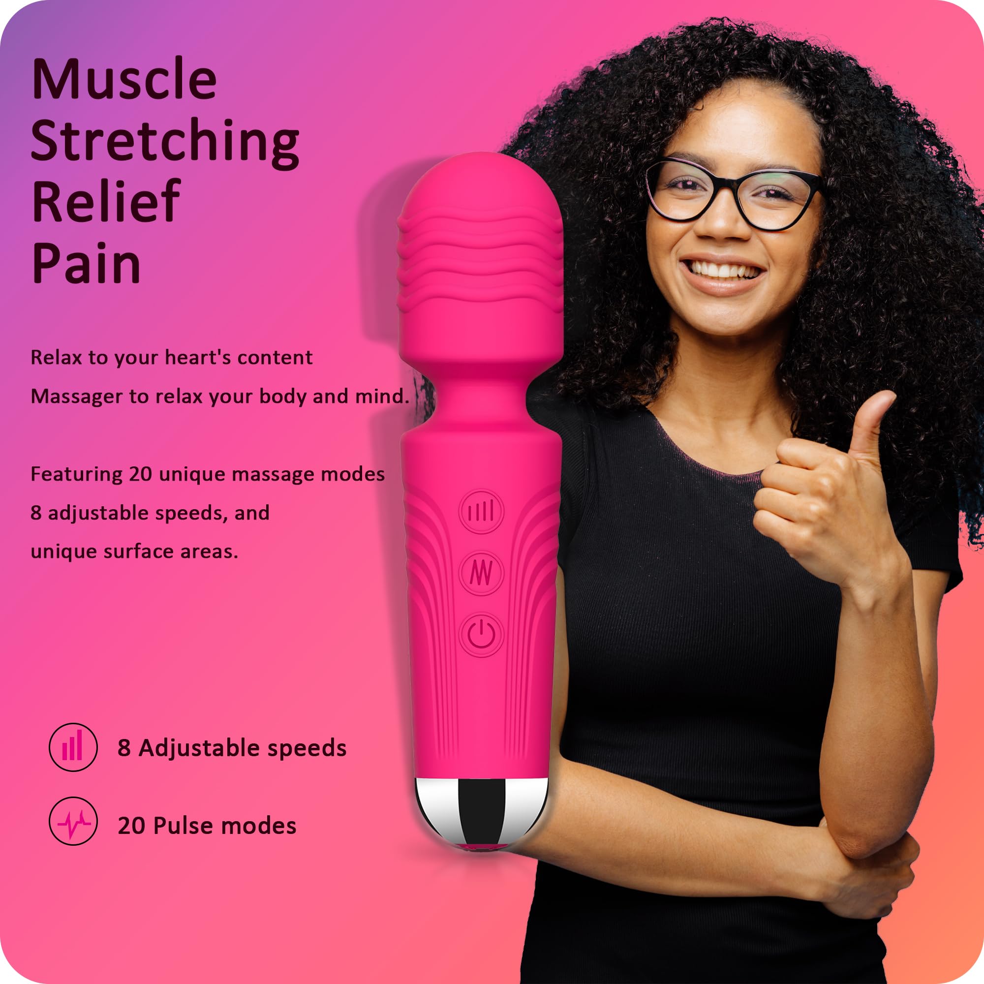 Vibrator Wand,Adult Sex Toy Wand, G Spot Dildo, Clit Vibrator, Sex Vibrators,Clitoris Stimulation,with 8 Speeds & 20 Patterns,Fully Waterproof,Vibrating Wand for her Pleasure (Rose Red)