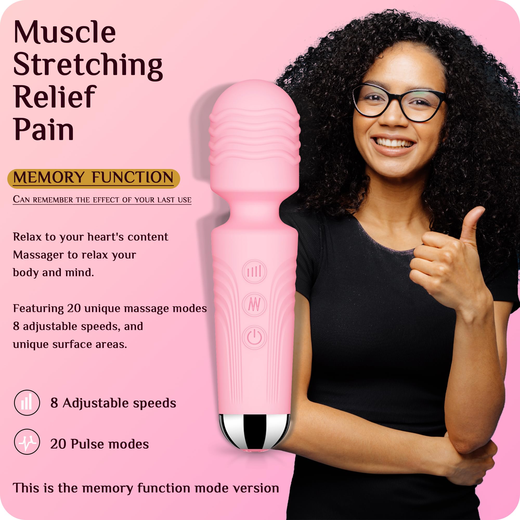 Vibrator Wand,Adult Sex Toy Wand, G Spot Dildo, Clit Vibrator, Sex Vibrators,Clitoris Stimulation,with 8 Speeds & 20 Patterns,Fully Waterproof,Vibrating Wand for her Pleasure (Rose Red)