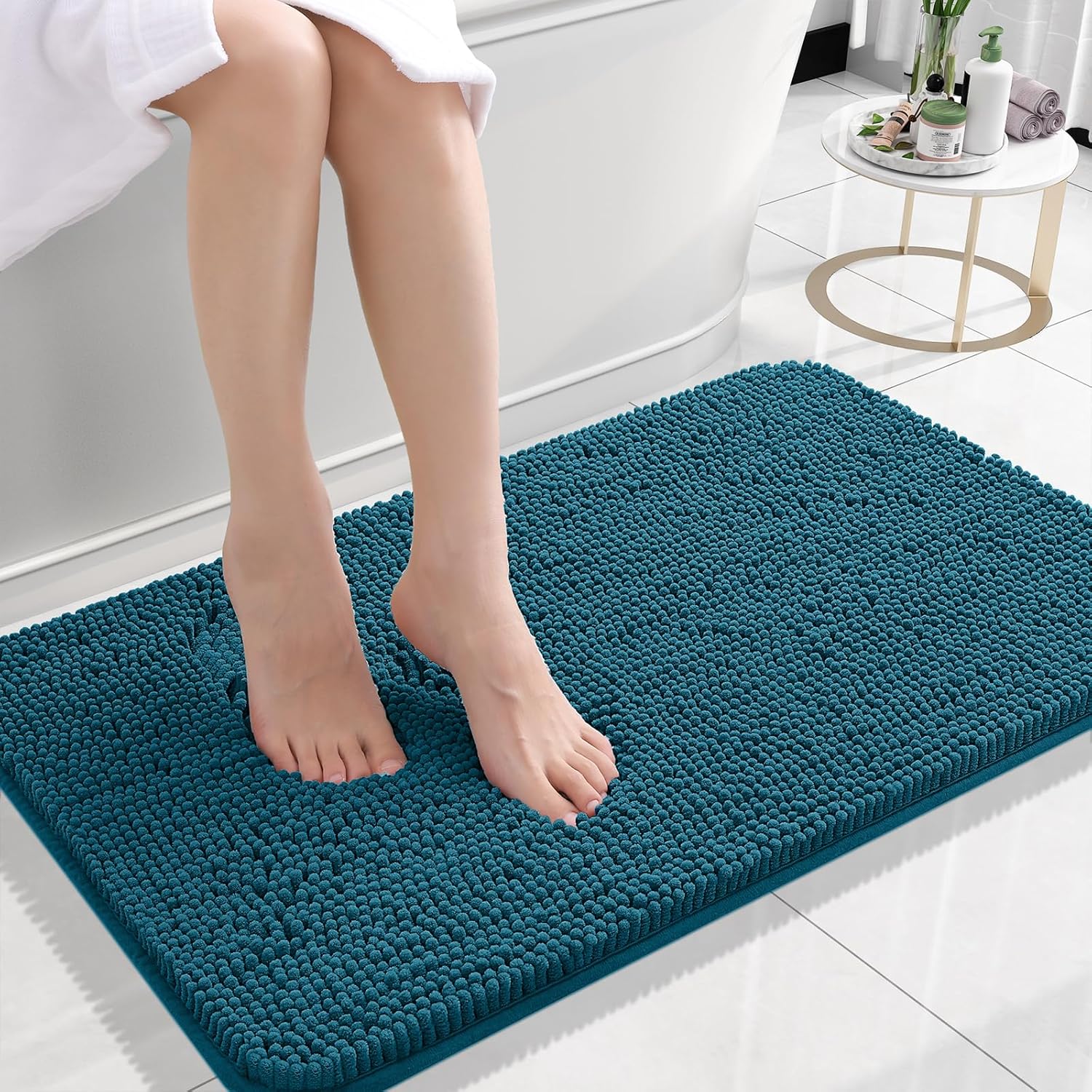 OLANLY Bathroom Rugs 30x20, Extra Soft Absorbent Chenille Bath Rugs, Rubber Backing Quick Dry, Machine Washable Bath Mats for Bathroom Floor, Tub and Shower, Home Decor Accessories, Grey