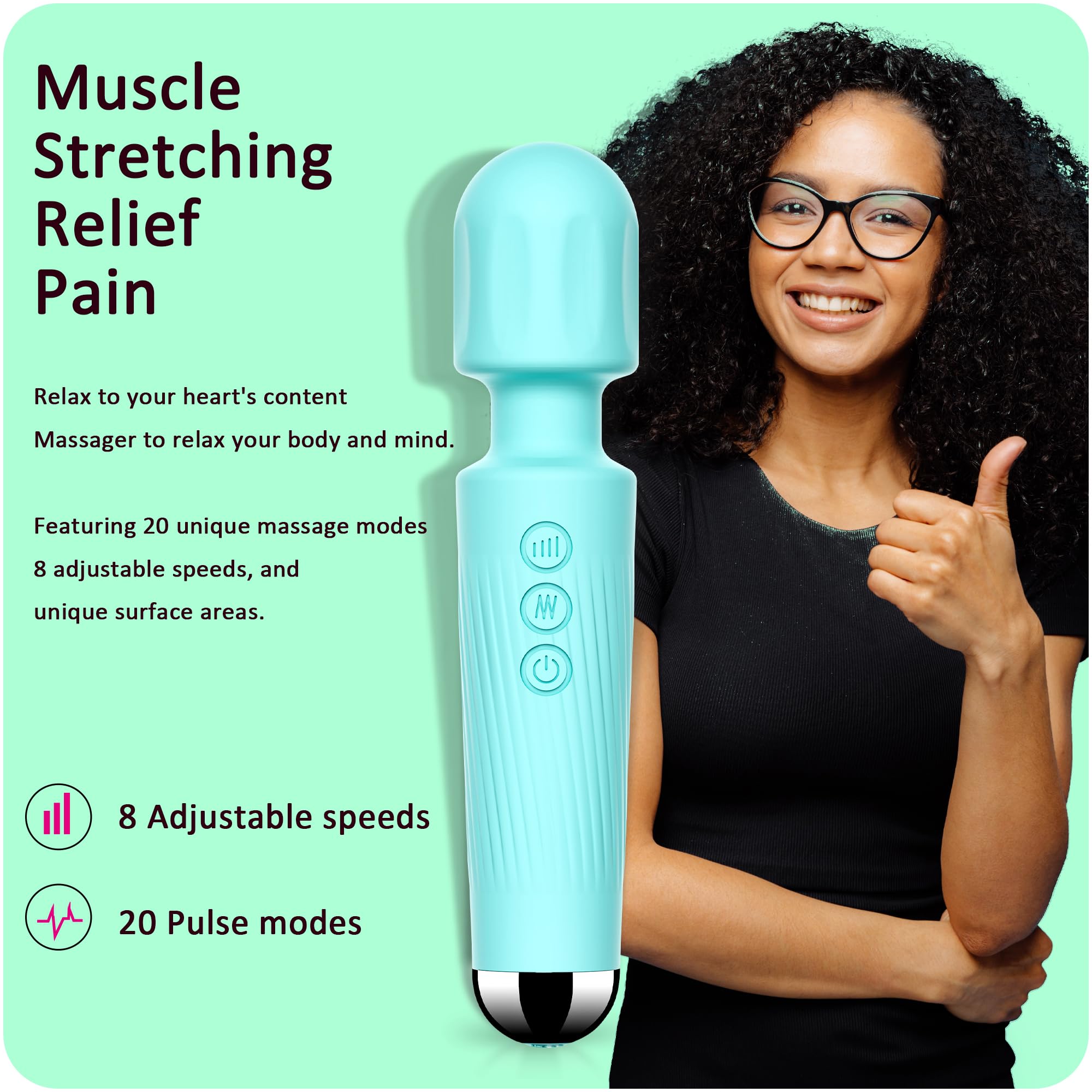 Vibrator Wand,Adult Sex Toy Wand, G Spot Dildo, Clit Vibrator, Sex Vibrators,Clitoris Stimulation,with 8 Speeds & 20 Patterns,Fully Waterproof,Vibrating Wand for her Pleasure (Rose Red)