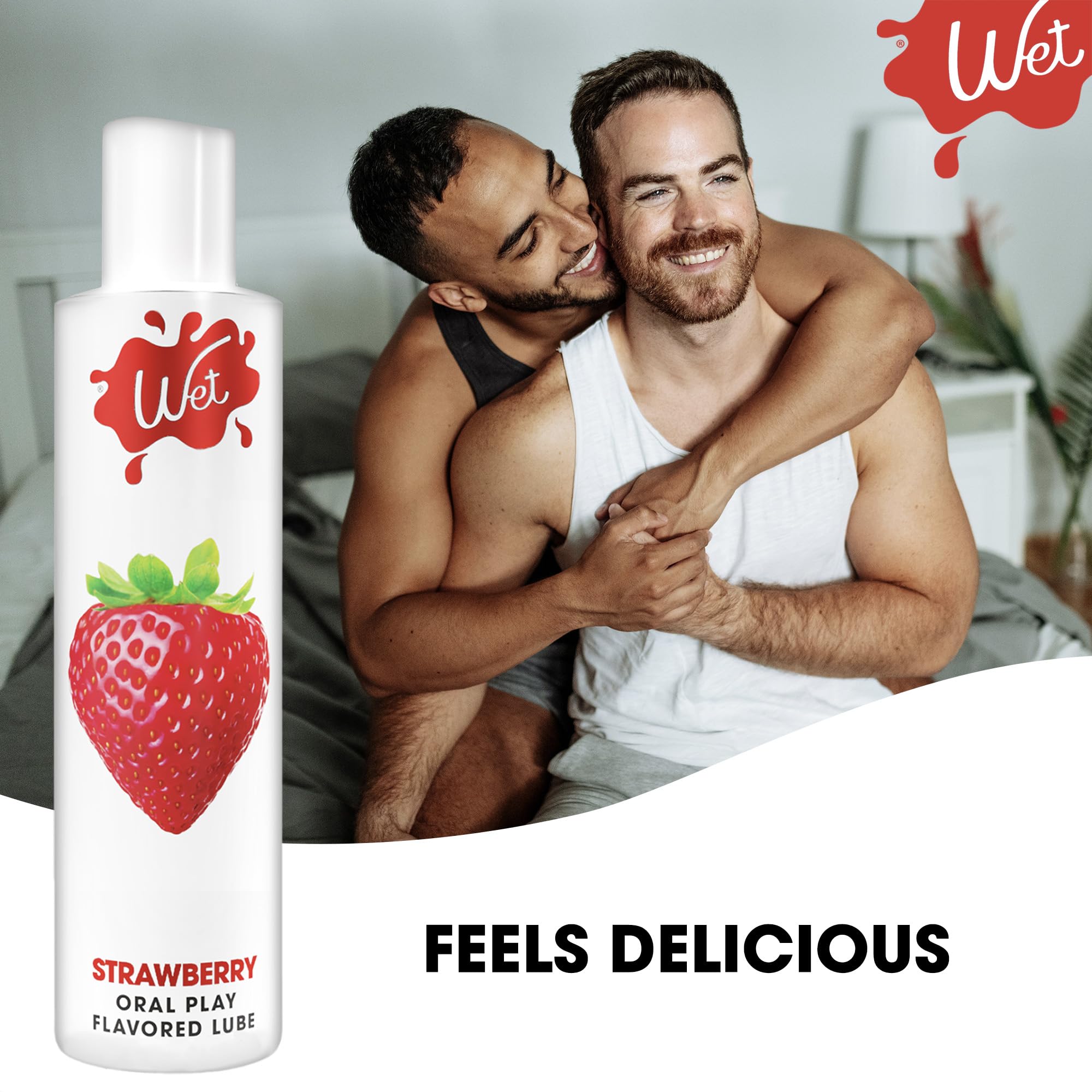 Wet Sexy Strawberry Premium Flavored Edible Lube for Men, Women and Couples | Long-Lasting, Condom Safe, Sugar Free, 9 fl oz