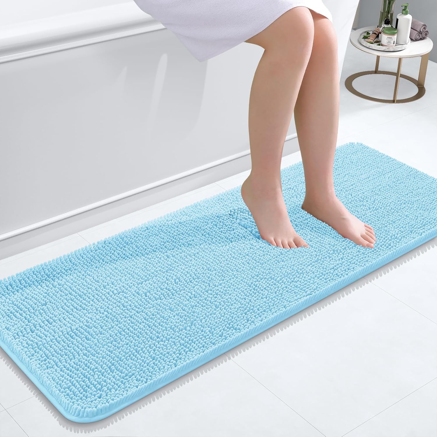 OLANLY Bathroom Rugs 30x20, Extra Soft Absorbent Chenille Bath Rugs, Rubber Backing Quick Dry, Machine Washable Bath Mats for Bathroom Floor, Tub and Shower, Home Decor Accessories, Grey