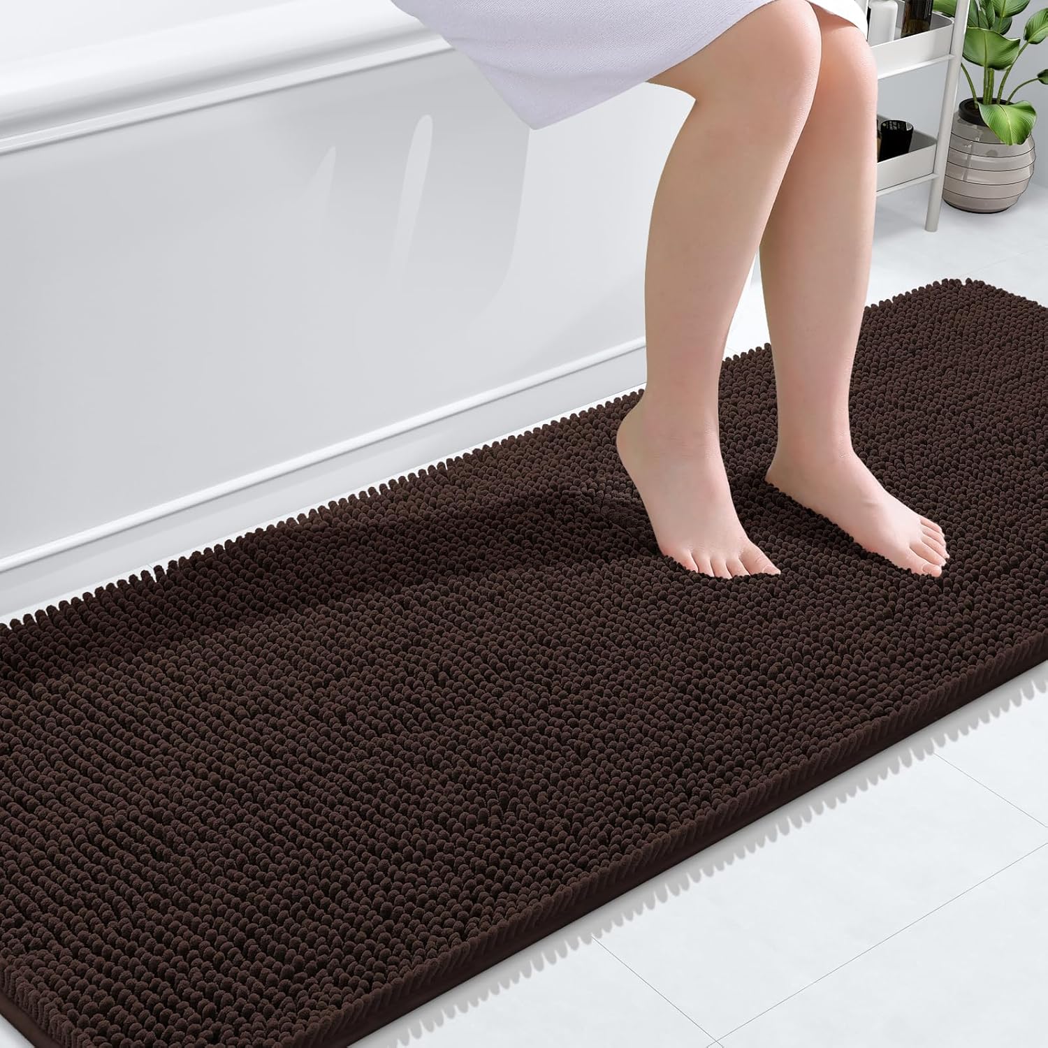 OLANLY Bathroom Rugs 30x20, Extra Soft Absorbent Chenille Bath Rugs, Rubber Backing Quick Dry, Machine Washable Bath Mats for Bathroom Floor, Tub and Shower, Home Decor Accessories, Grey