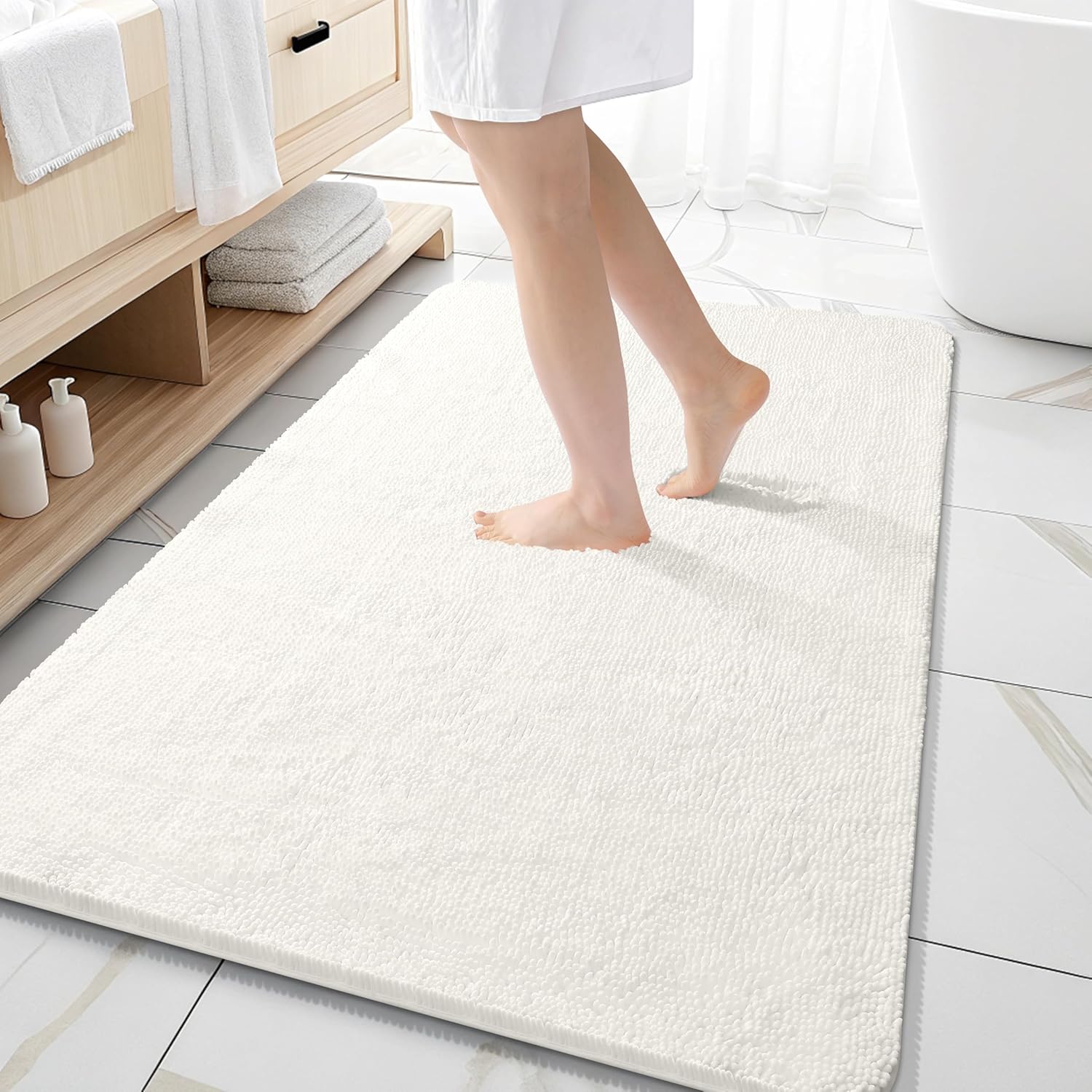 OLANLY Bathroom Rugs 30x20, Extra Soft Absorbent Chenille Bath Rugs, Rubber Backing Quick Dry, Machine Washable Bath Mats for Bathroom Floor, Tub and Shower, Home Decor Accessories, Grey