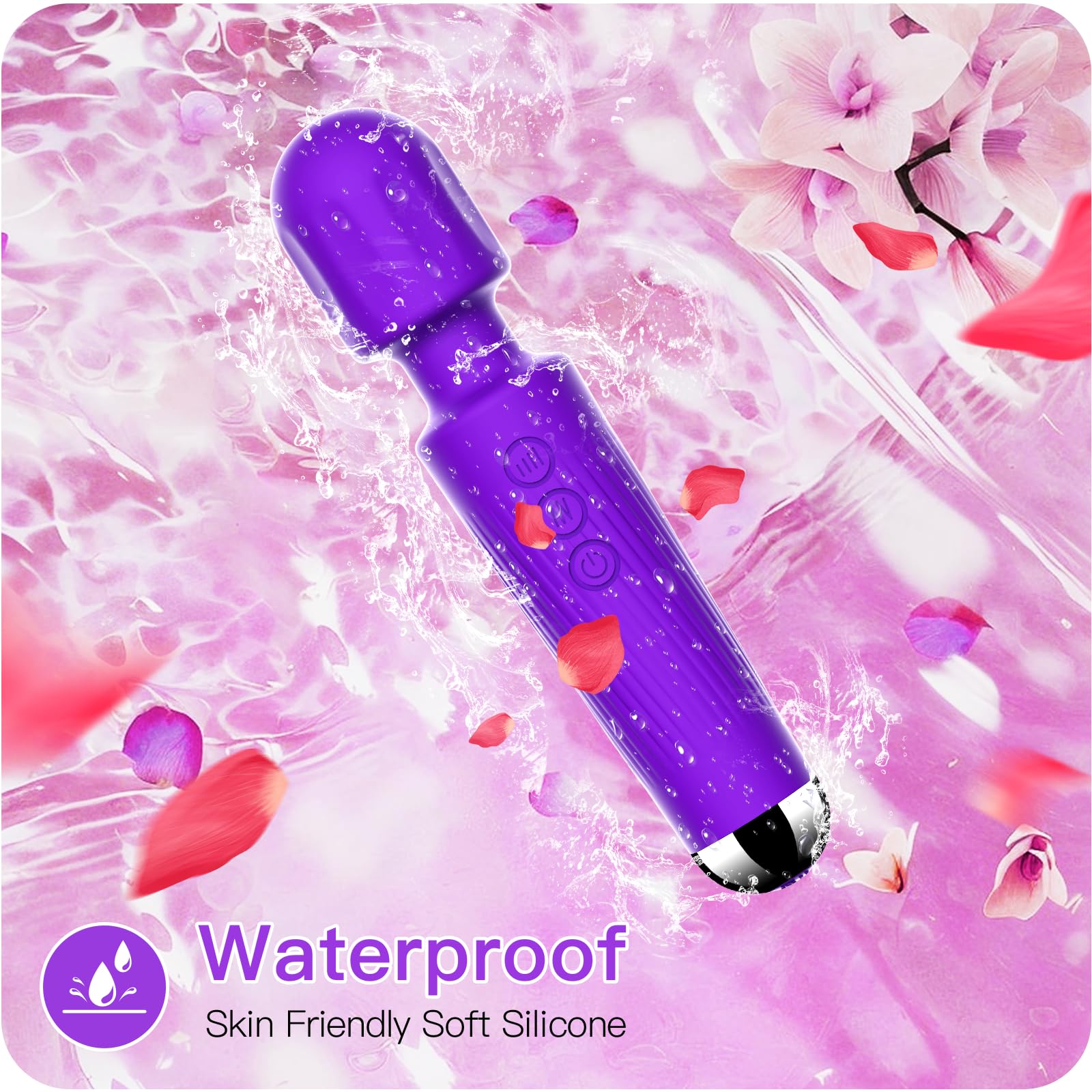 Vibrator Wand,Adult Sex Toy Wand, G Spot Dildo, Clit Vibrator, Sex Vibrators,Clitoris Stimulation,with 8 Speeds & 20 Patterns,Fully Waterproof,Vibrating Wand for her Pleasure (Rose Red)