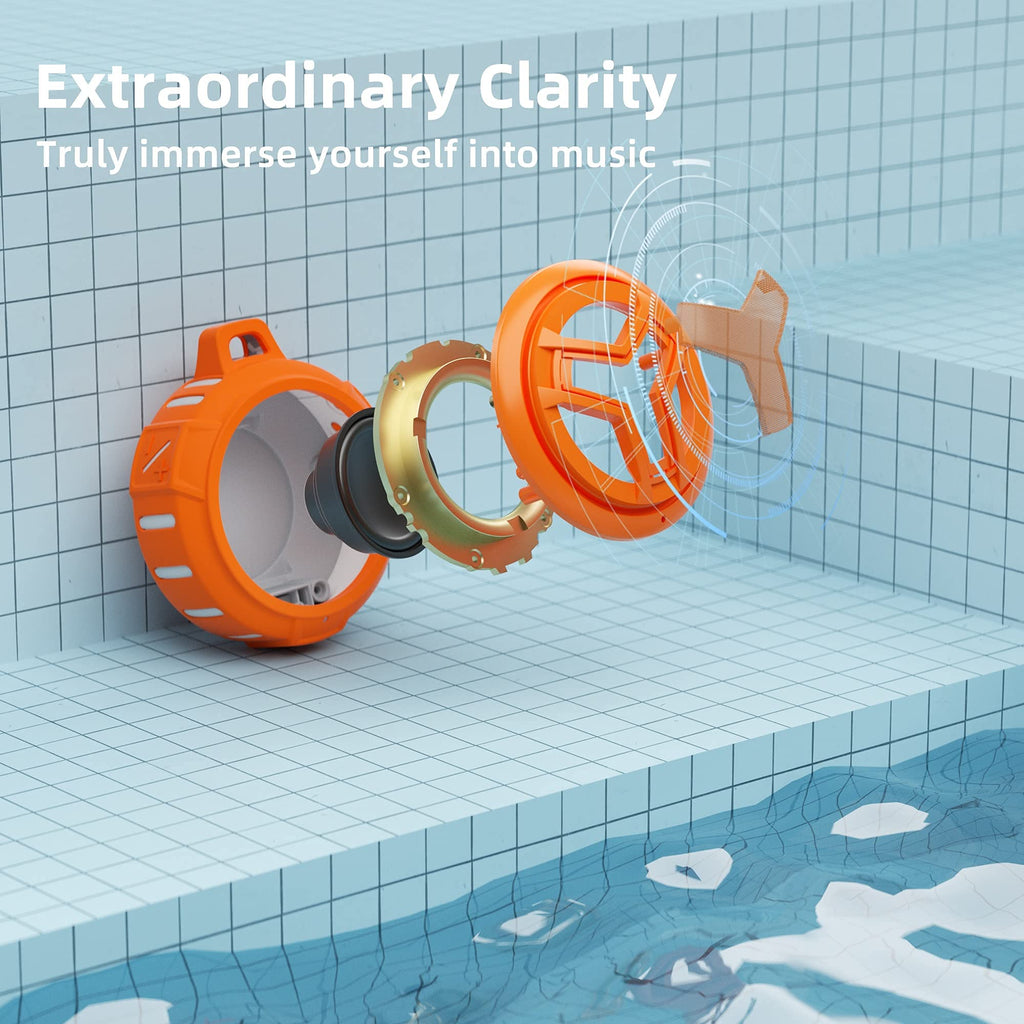 EBODA Bluetooth Shower Speaker, Portable Bluetooth Speakers, IP67 Waterproof Wireless Speaker with LED Light, Floating, 2000mAh, True Wireless Stereo for Kayak, Beach, Gifts for unisex -Black