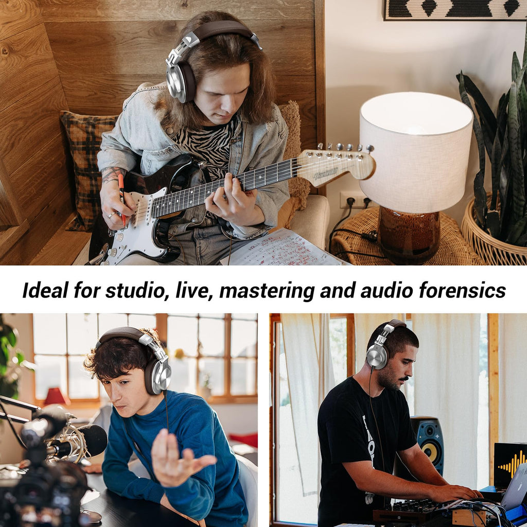 OneOdio A70 Bluetooth Over Ear Headphones, Wireless Headphones with 72H Playtime, Hi-Res, Built-in Mic, 3.5mm/6.35mm Wired Audio Jack for Studio Monitor & Mixing DJ Guitar AMP, Computer Laptop PC