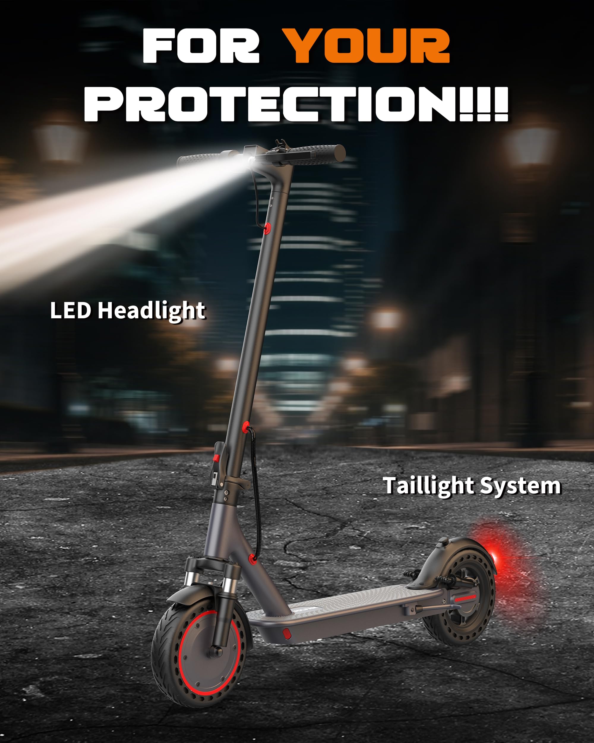 VOLPAM Electric Scooter, 350W/500W Powerful Motor, 8.5"/10" Solid Tires, 19/22Mph, 28/23/21/16 Miles Max Range, Dual Braking