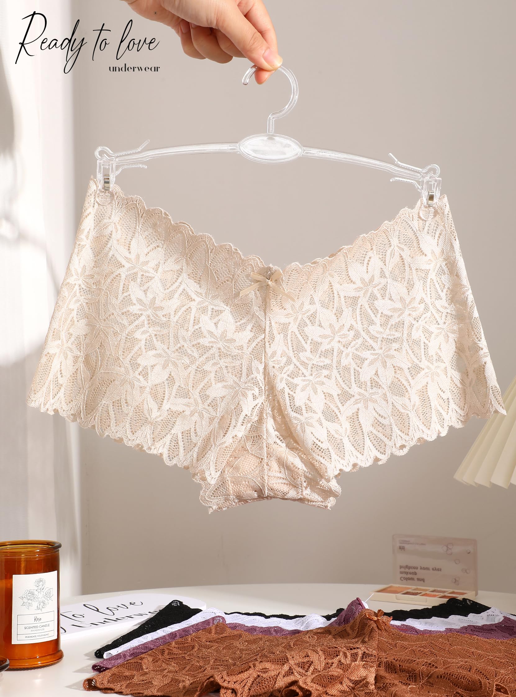 Sexy Women's Underwear Lace Shorts V Waist Breathable Cheeky Panties Boyshorts Underwear Women 5 Pack